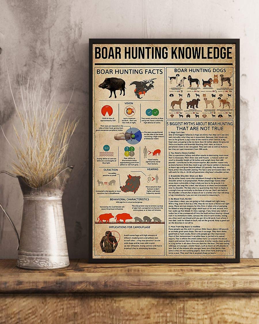 Boar Hunting Knowledge Boar Hinting Facts Satin Poster Portrait no Frame