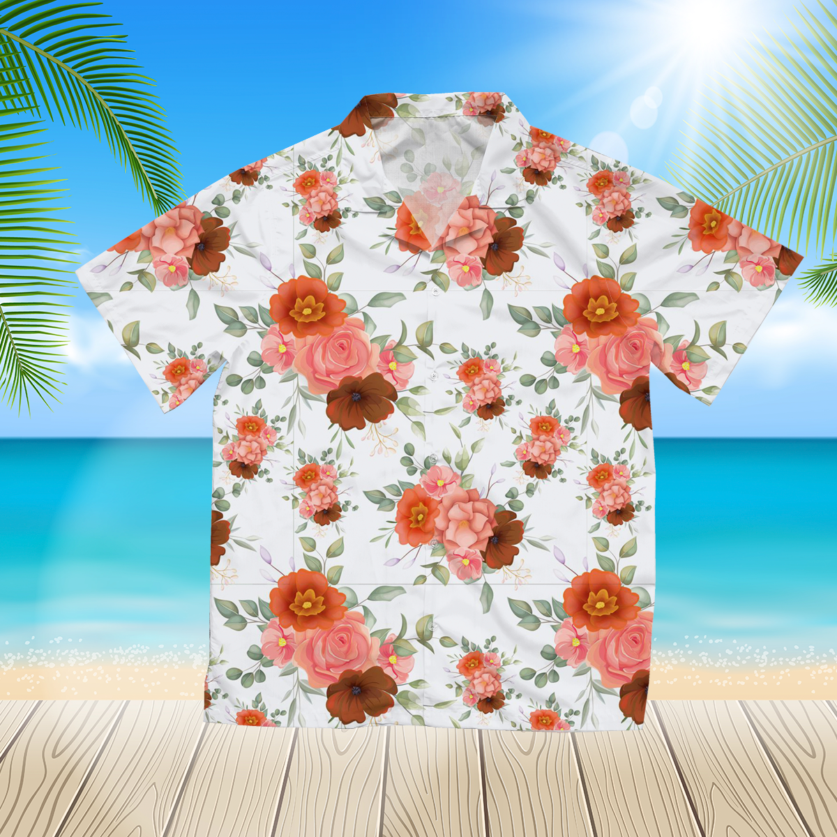 boho floral ornament 3d hawaii shirt for Men