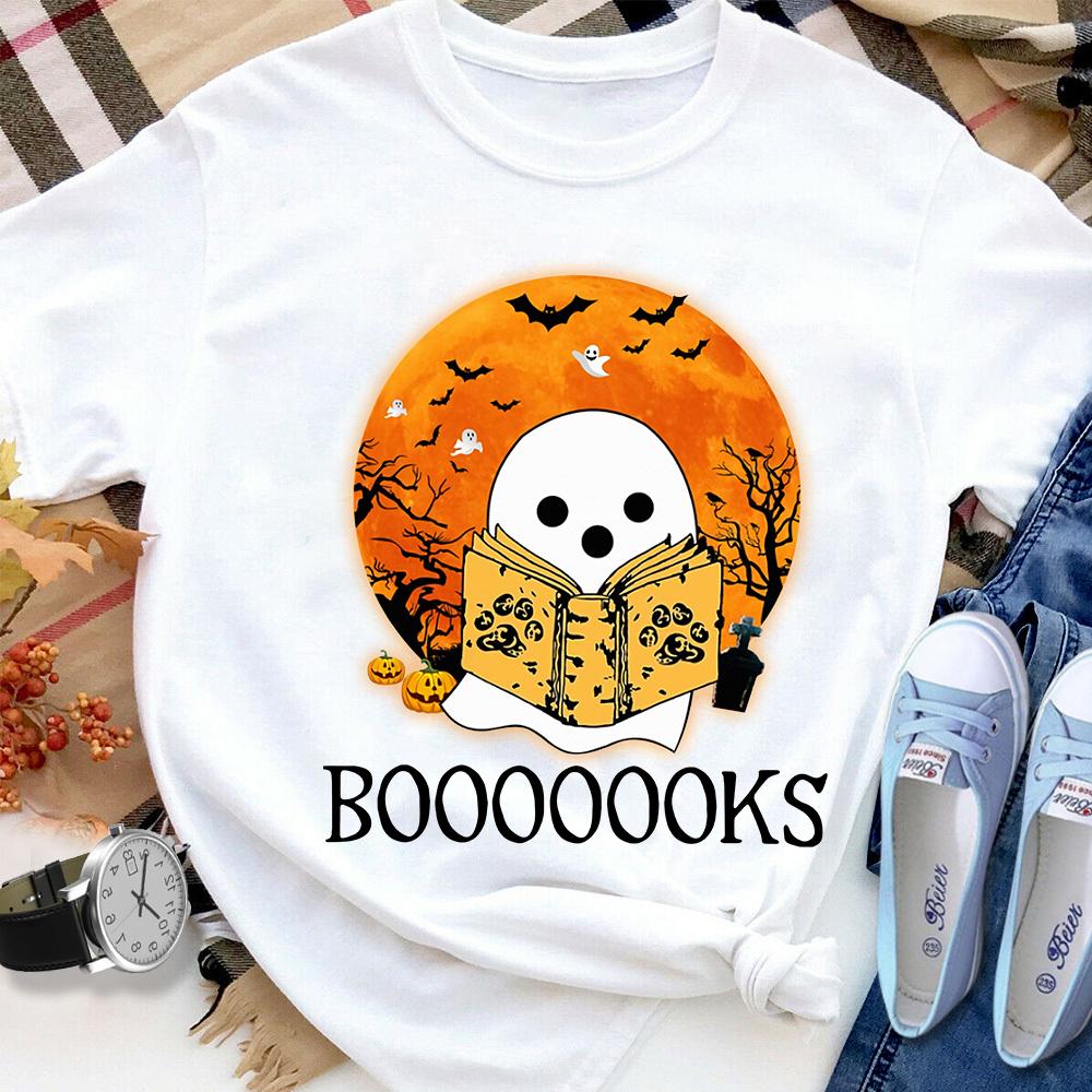 Book Booooooks Lovers Halloween Women T Shirt White S-3XL