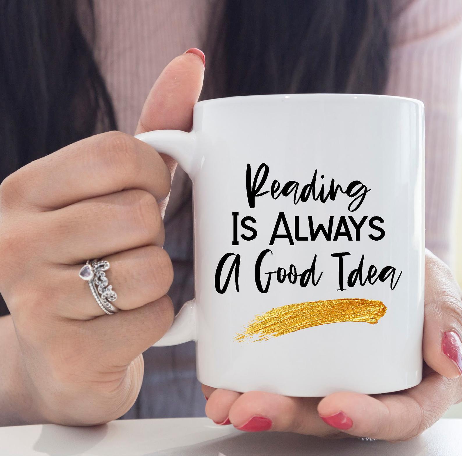 Book Month Reading Bookworm English Teache Mug White Ceramic 11-15oz Coffee Tea Cup