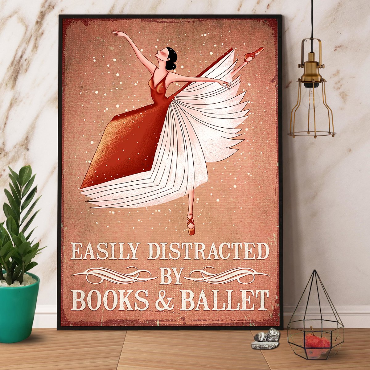 Books And Ballet Easily Distracted By Books & Ballet Satin Poster Portrait No Frame