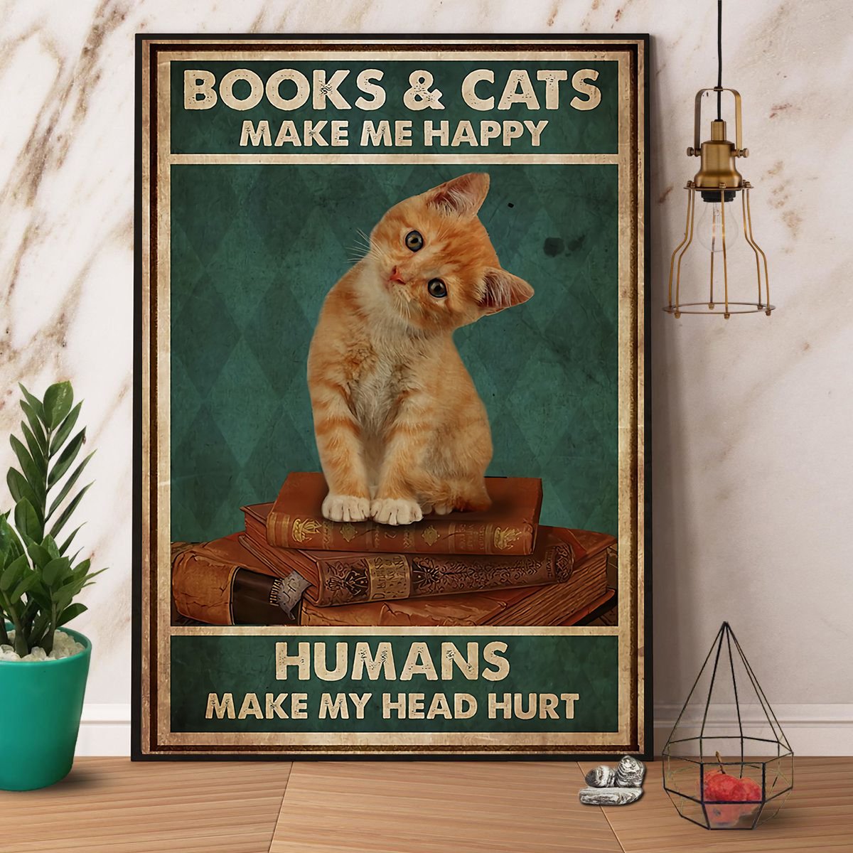 Books And Cats Make Me Happy Humans Make My Head Hurt Satin Poster Portrait No Frame