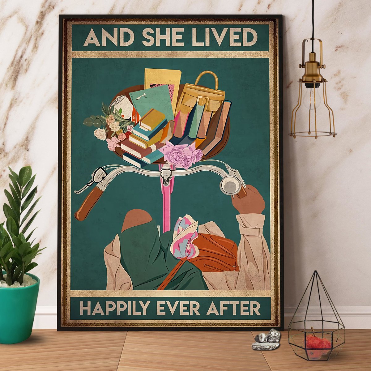 Books And She Happily Ever After Satin Poster Portrait No Frame