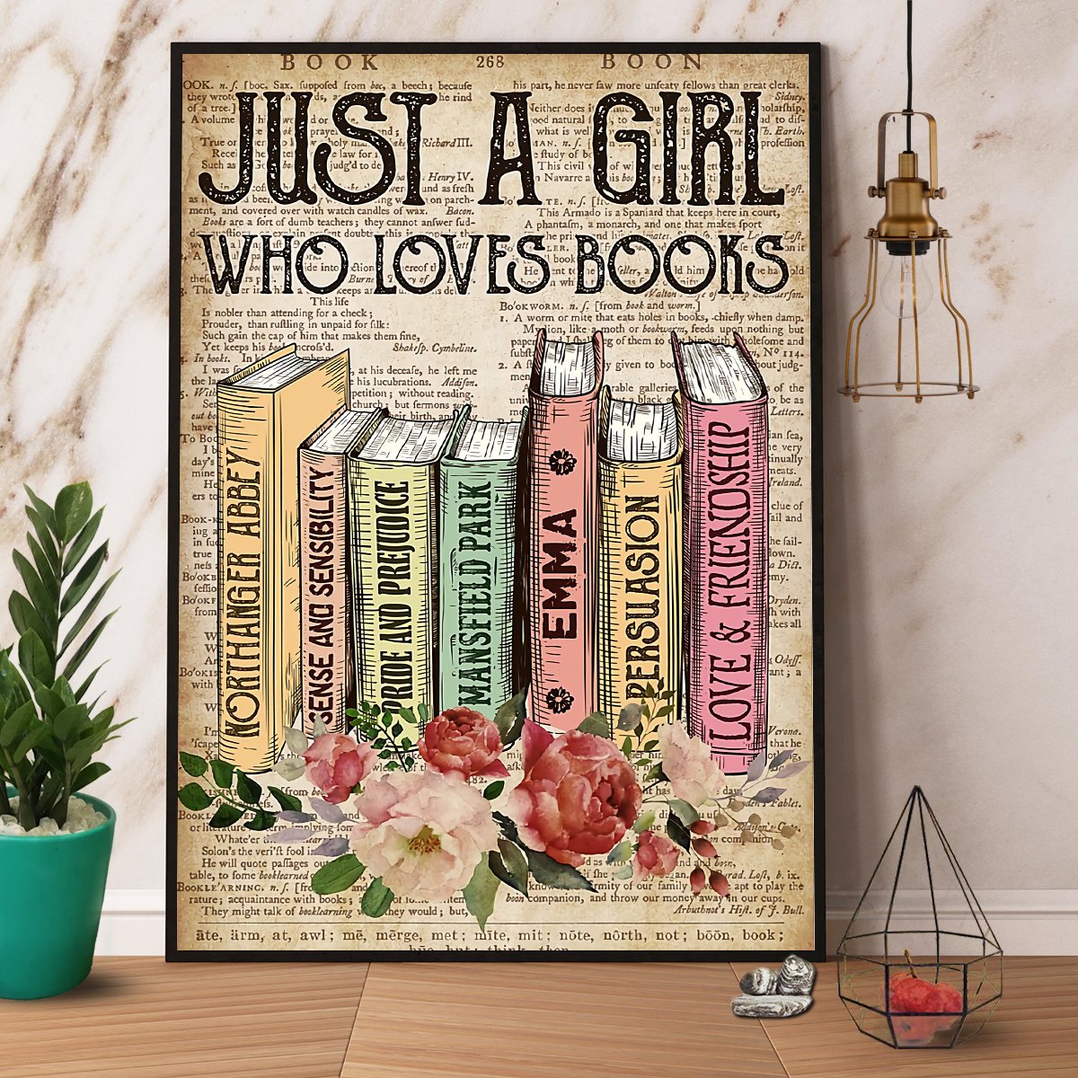 Books Just A Girl Who Loves Books Satin Poster Portrait No Frame