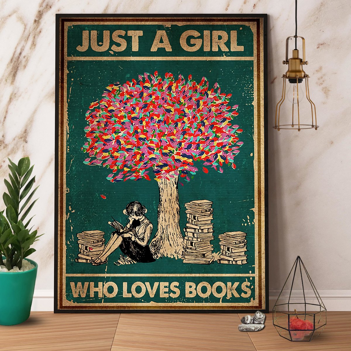 Books Just A Girl Who Loves Books Satin Poster Portrait No Frame