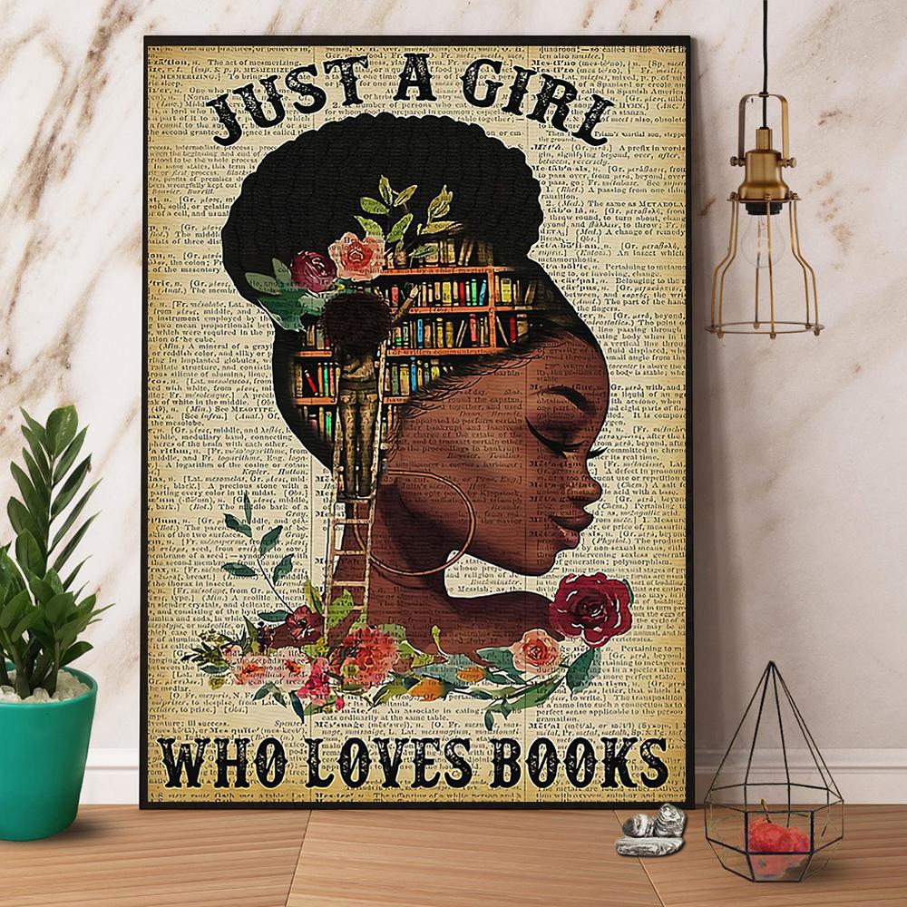 Books Just A Girl Who Loves Books Satin Poster Portrait No Frame