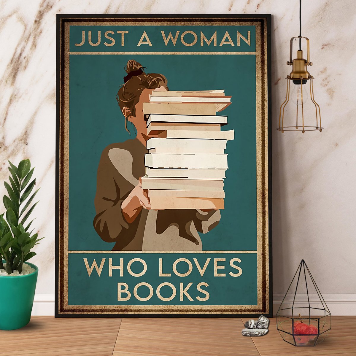 Books Just A Woman Who Loves Books Satin Poster Portrait No Frame