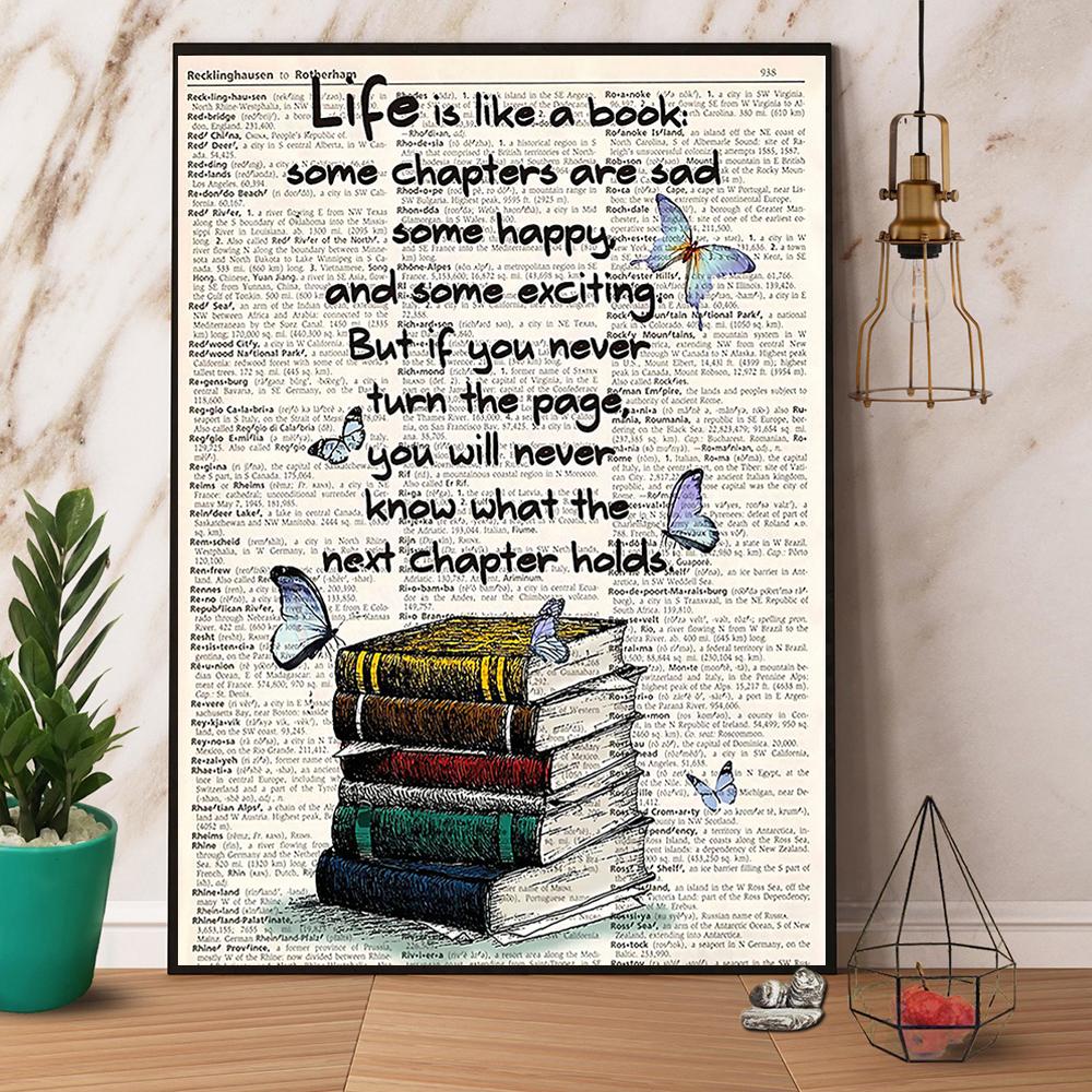 Books Life Is Like A Booksome Chapters Are Sad Satin Poster Portrait No Frame