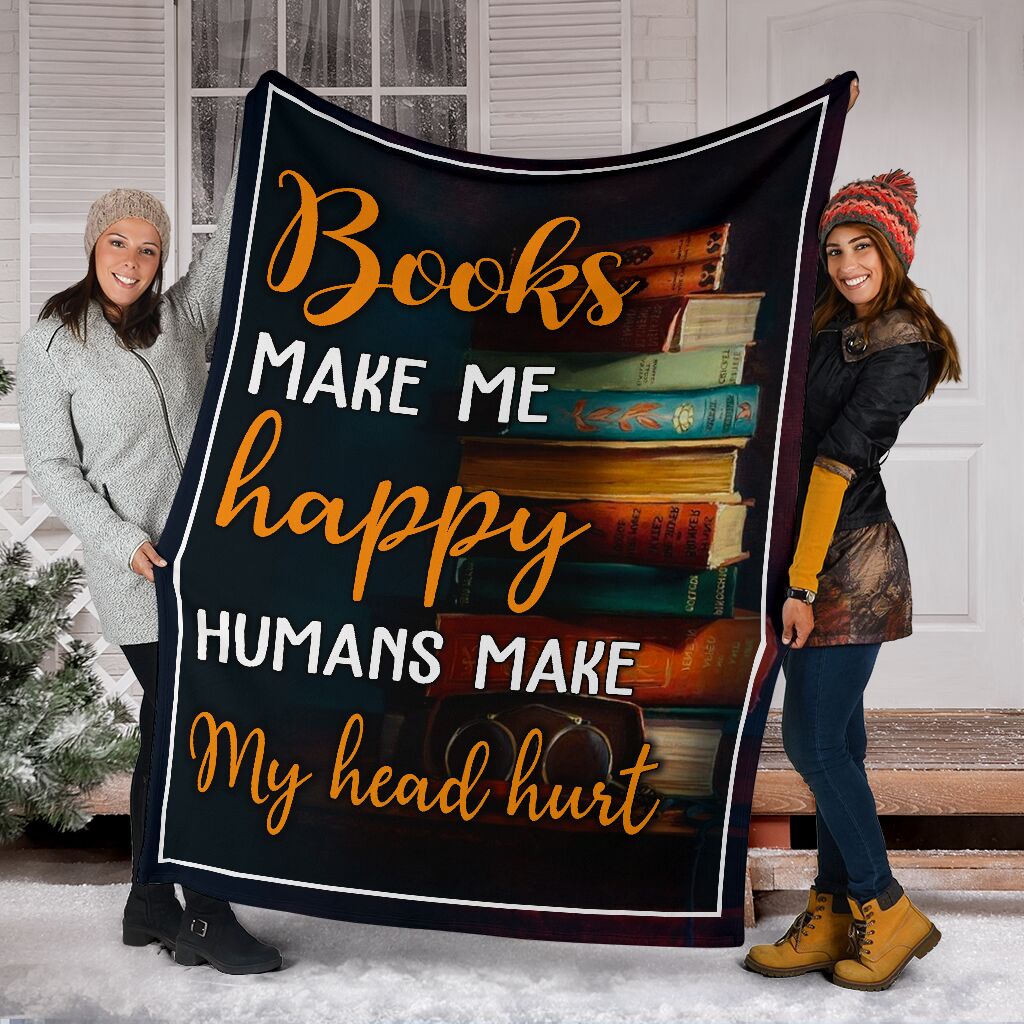 Books Make Me Happy Pre Fleece Blanket