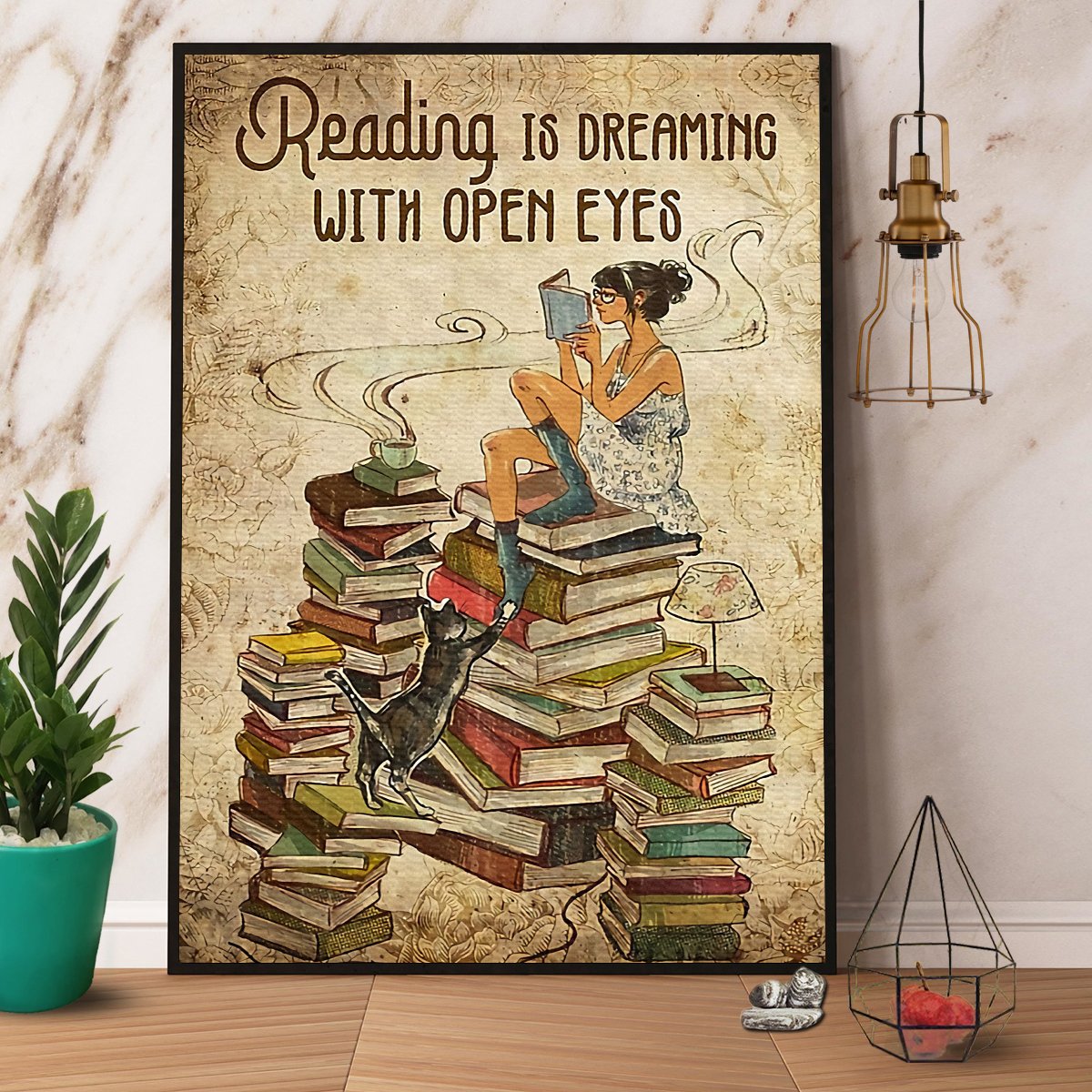 Books Reading Is Dreaming With Open Eyes Satin Poster Portrait No Frame