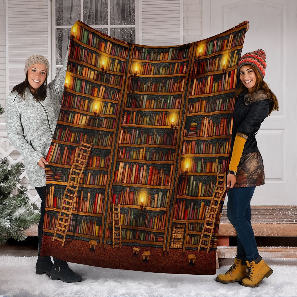 Bookshelf With Books Pre Fleece Blanket