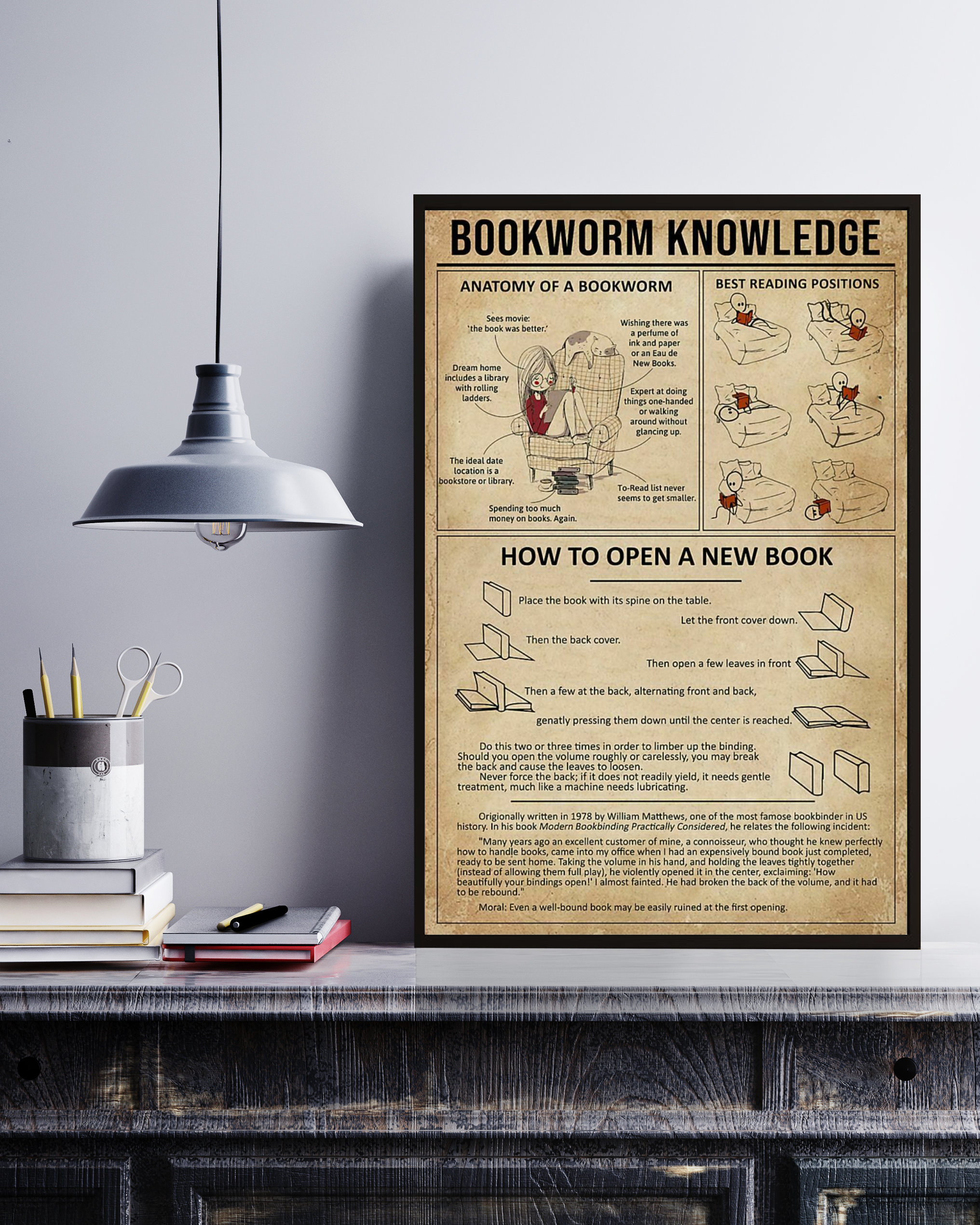 Bookworm Knowledge Poster Funny Multisize Wall Decor Art Print For Avid Reader Poster No Frame