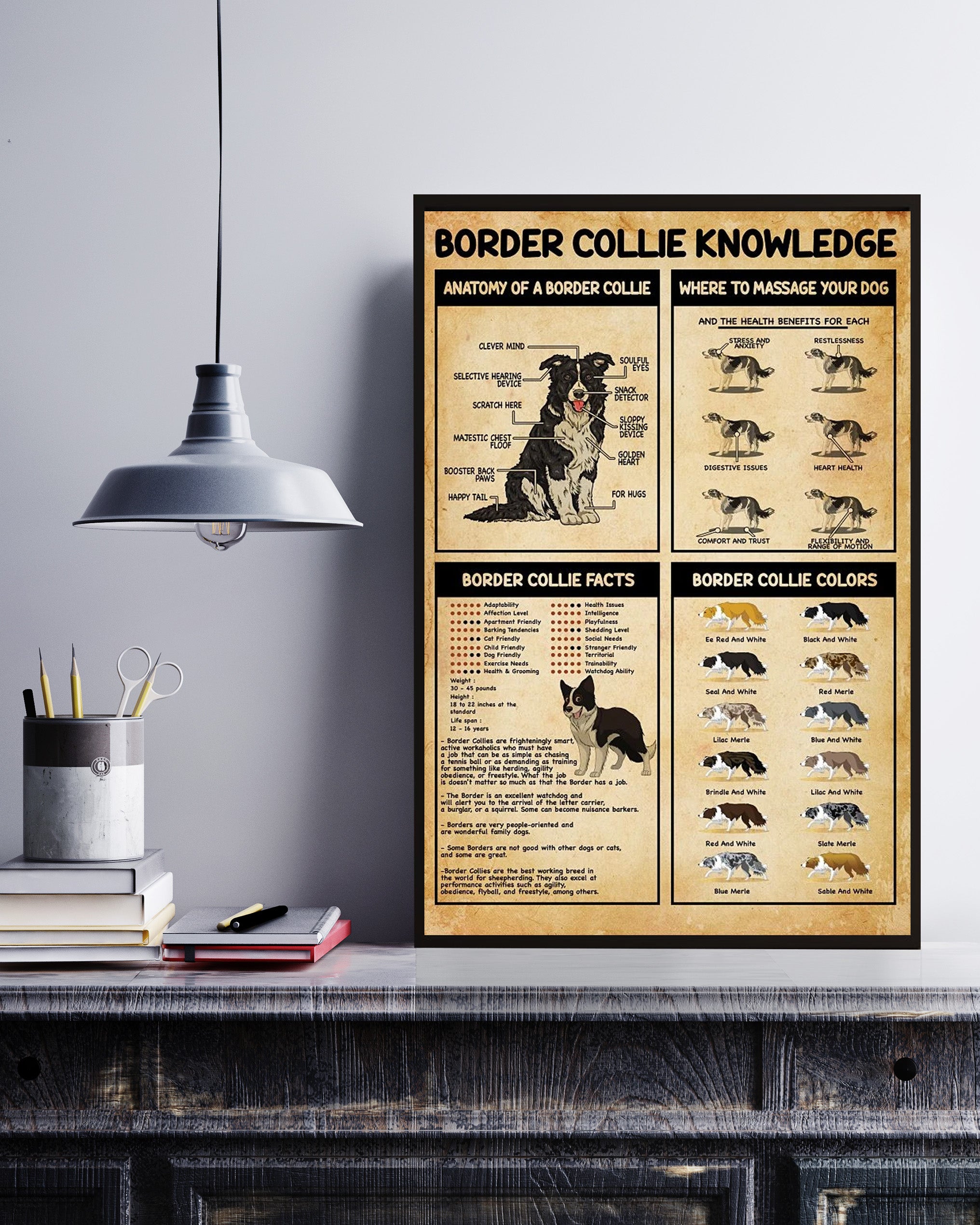 Border Collie Knowledge Vertical Poster No Frame