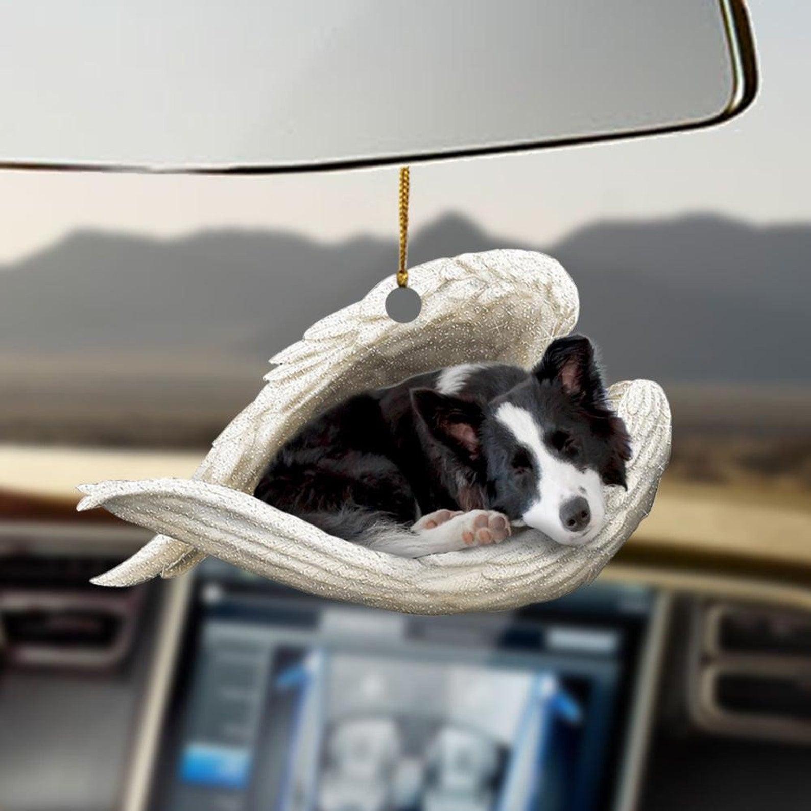 Border Collie Sleeping Angel Border Collie Lovers Dog Moms Car Hanging Christmas Ornament