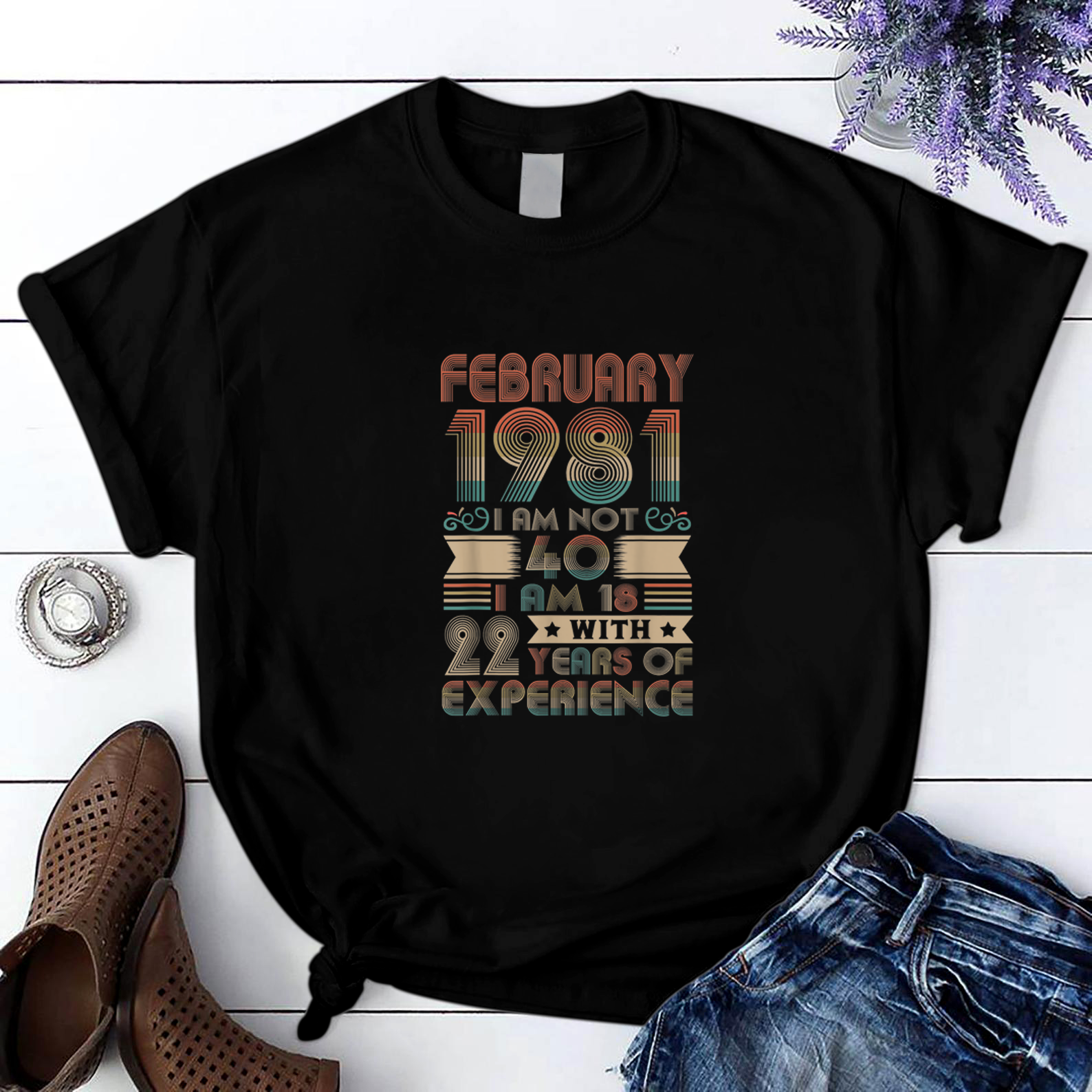 Born February 1981 T Shirt Black Unisex S-6Xl