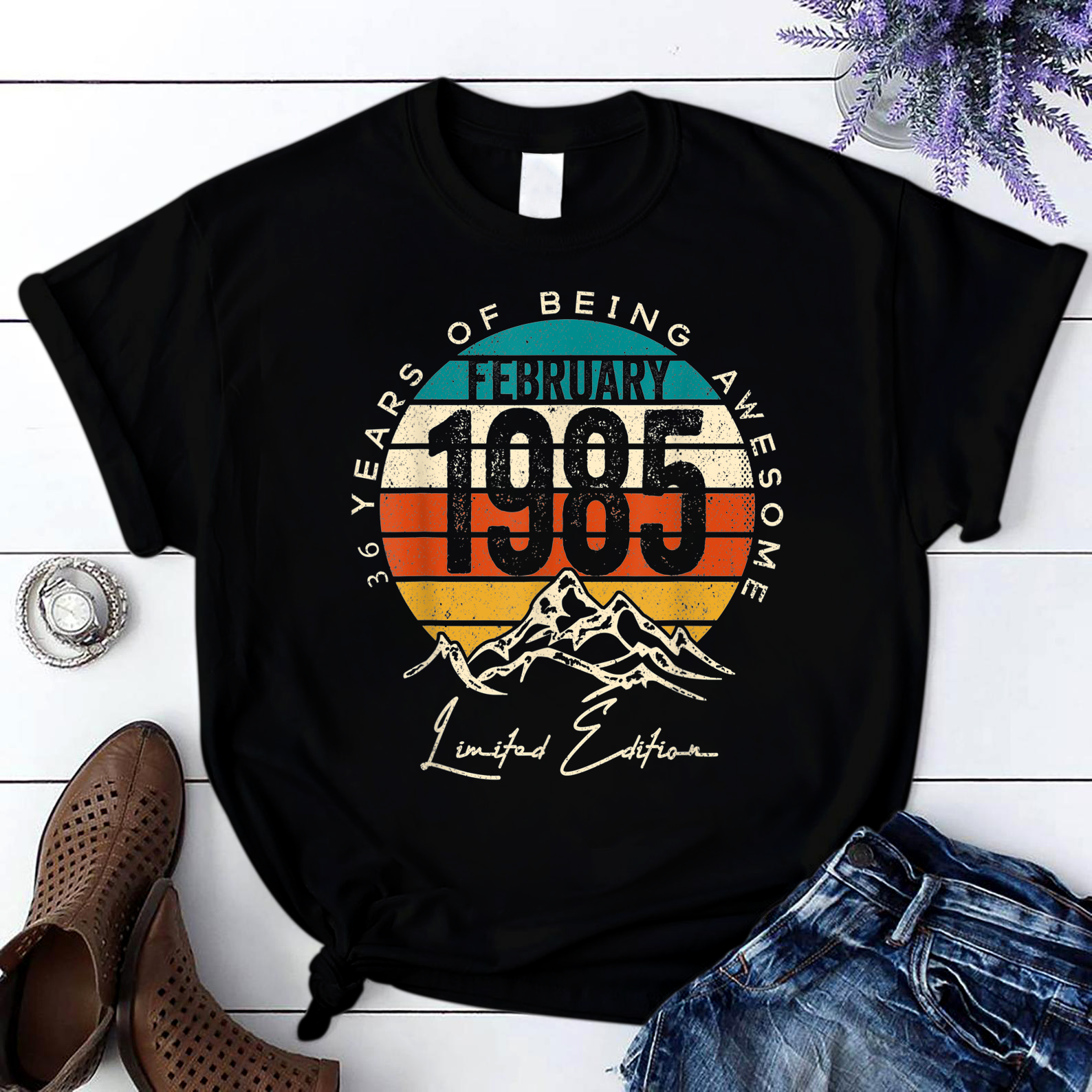 Born February 1985 Birthday Gift Made In 1985 36 Years Old T Shirt Black Unisex S-6Xl