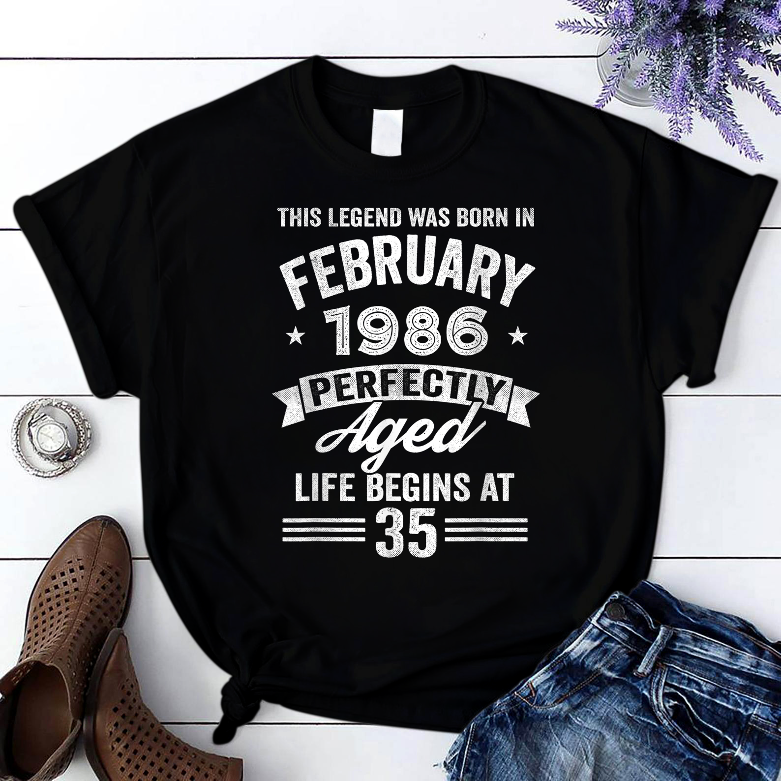 Born February 1986 35Th Bithday Gift Made In 1986 35 Years T Shirt Black Unisex S-6Xl