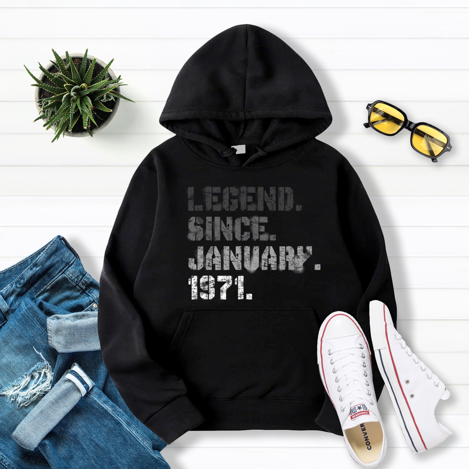 Born In January 1971 Legend 49 Years Old 49th Birthday Gifts Pullover Hoodie Black S-5XL