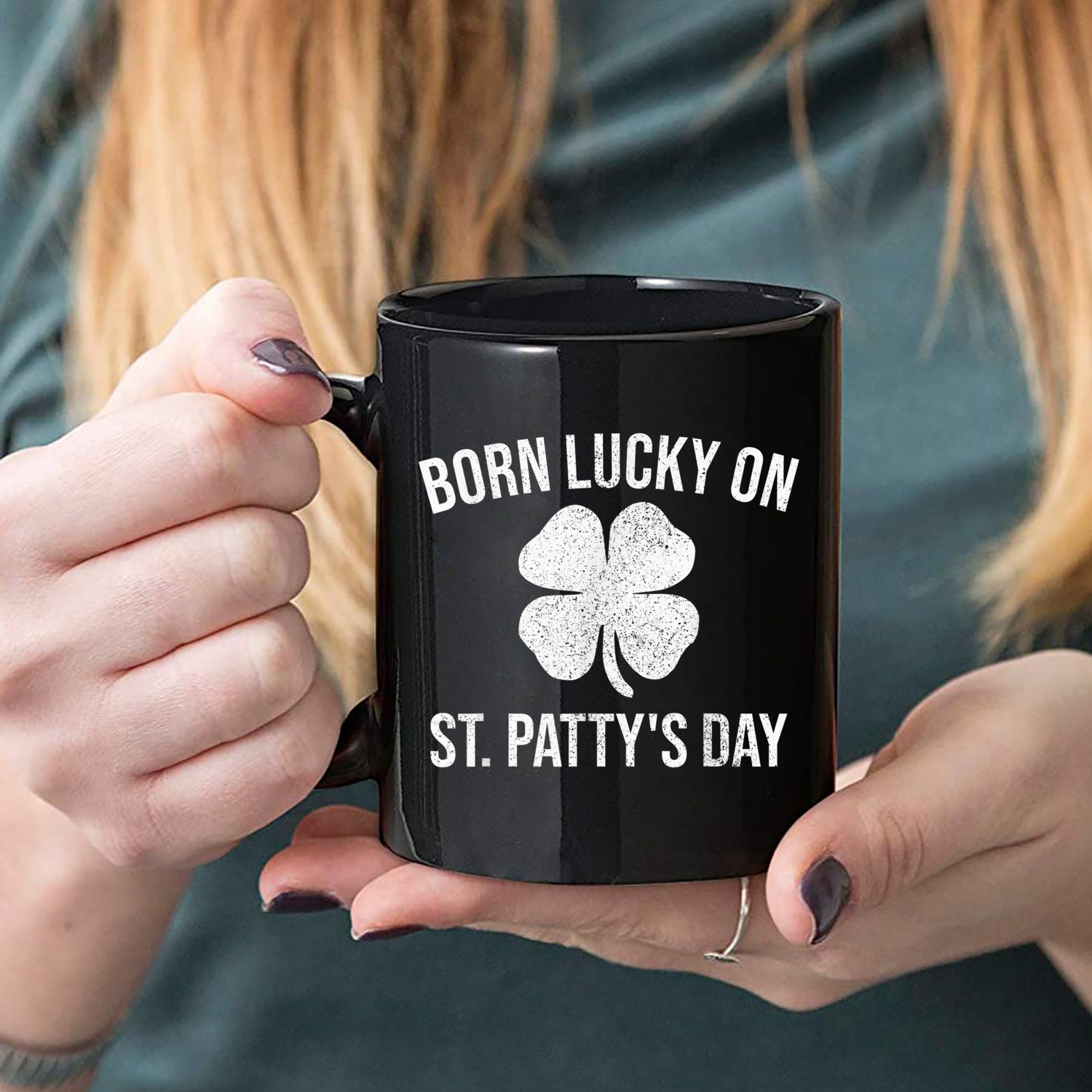 Born Lucky On St Patty'S St Patrick'S Day Birthday Mug Black Ceramic 11-15Oz Coffee Tea Cup