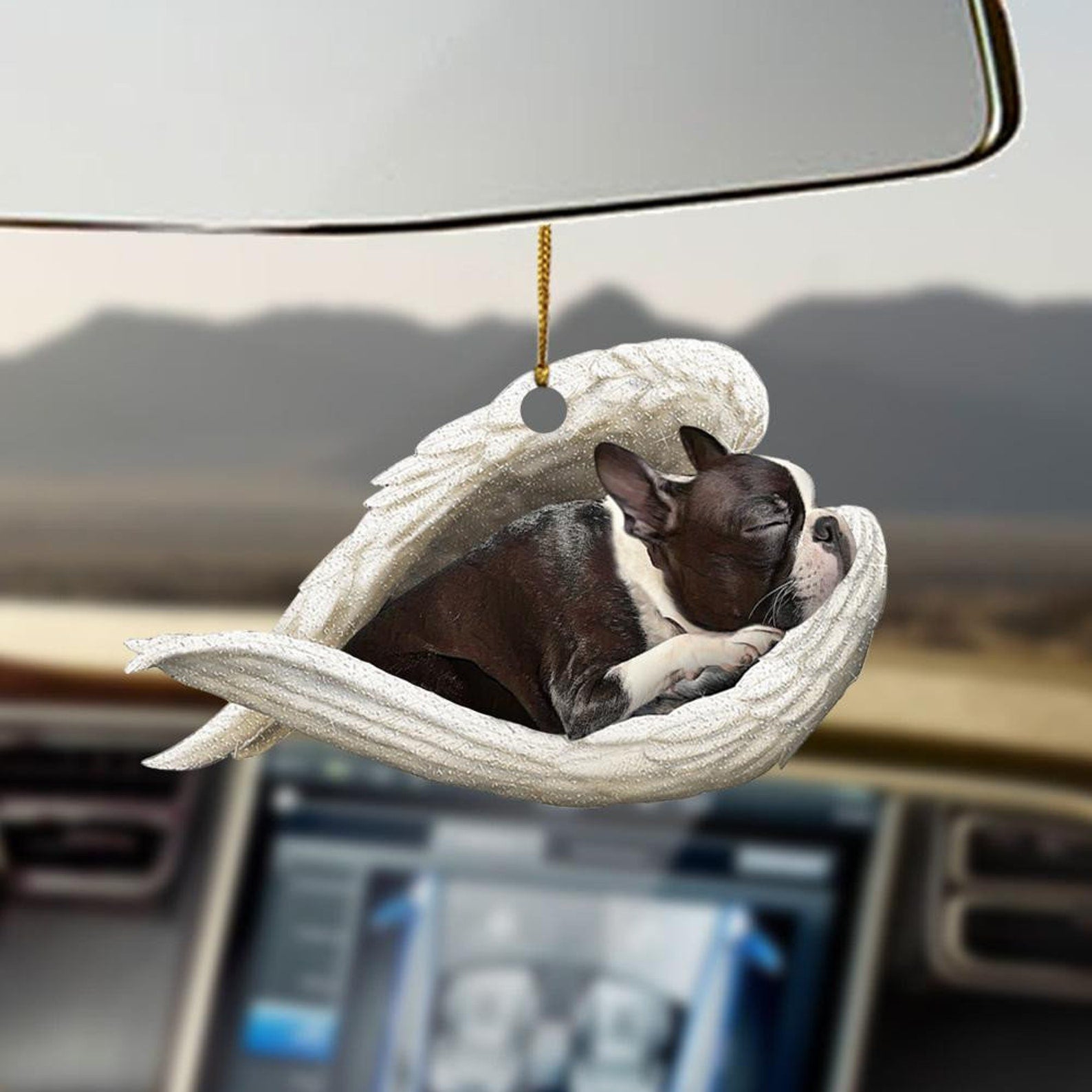 Boston Terrier Sleeping Angel Boston Terrier Lovers Dog Moms Car Hanging Decor Christmas Ornament