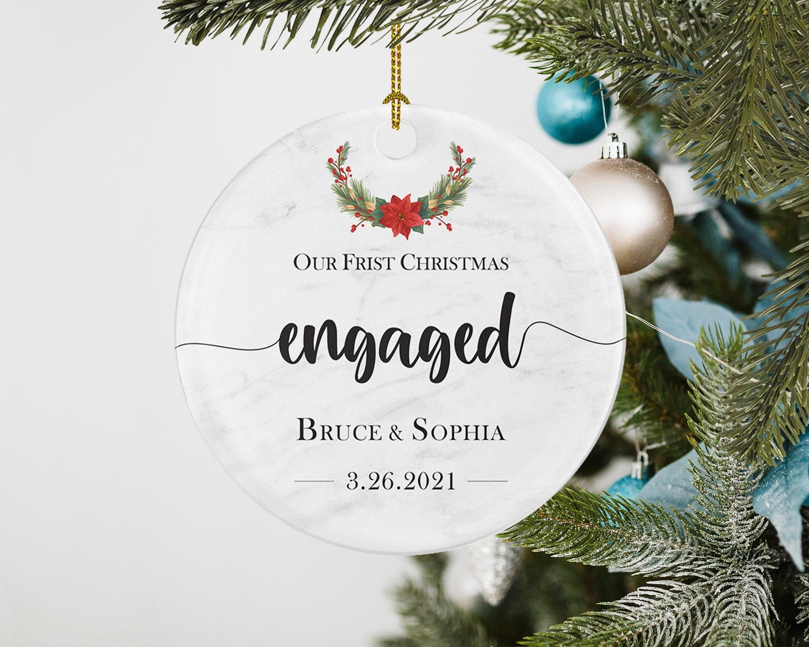 Both Sides Engaged Engagement Xmas Engagement Keepsake Our First Engaged Christmas Ornament