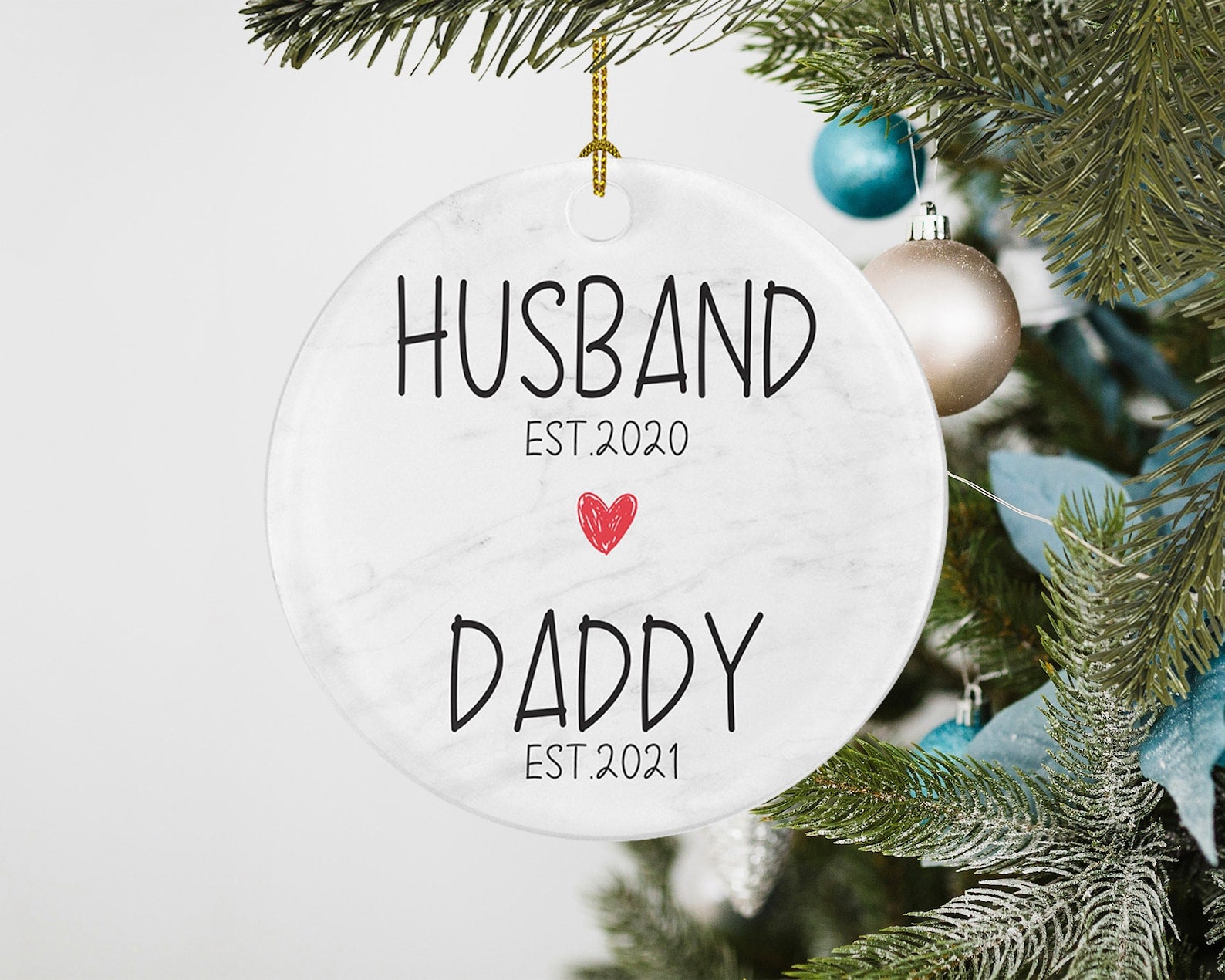 Both Sides Husband Daddy First Time Daddy Gift Future Daddy Gifts Pregnancy Announcement Reveal Xmas Keepsake Christmas Ornament