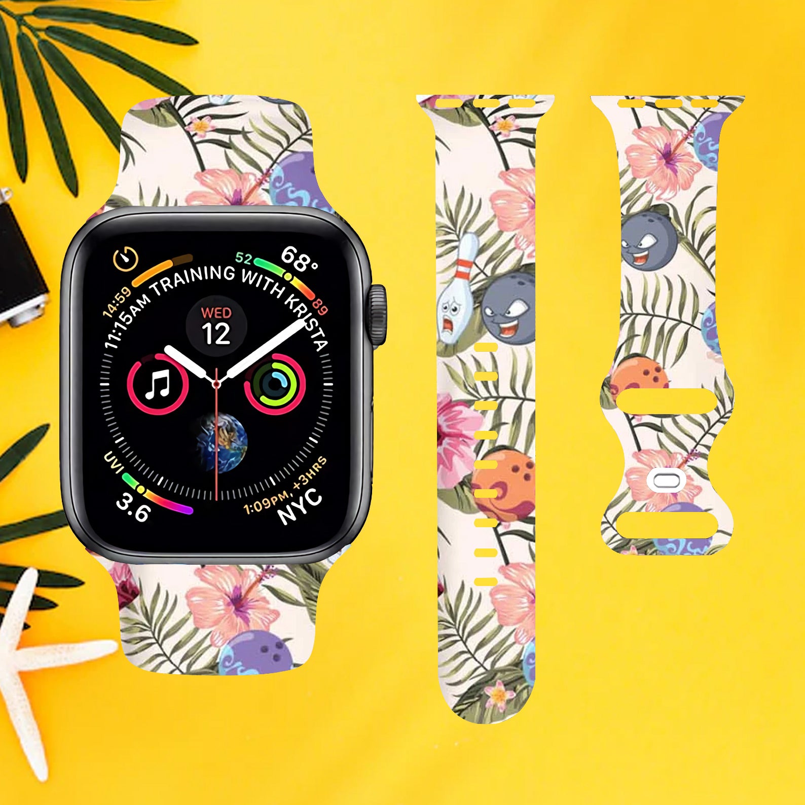 Bowling Tropical Colorful Watch Band for Apple Watch Thermo Elastomer