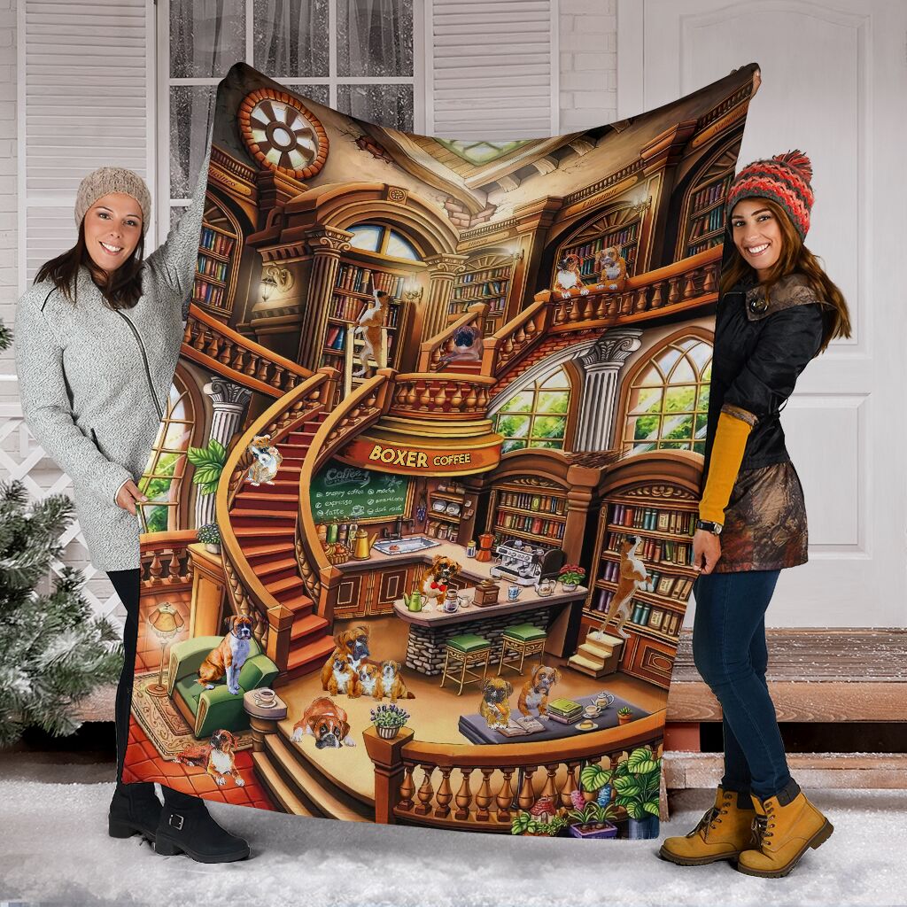 Boxer Coffee Shop Fleece Blanket bf1711