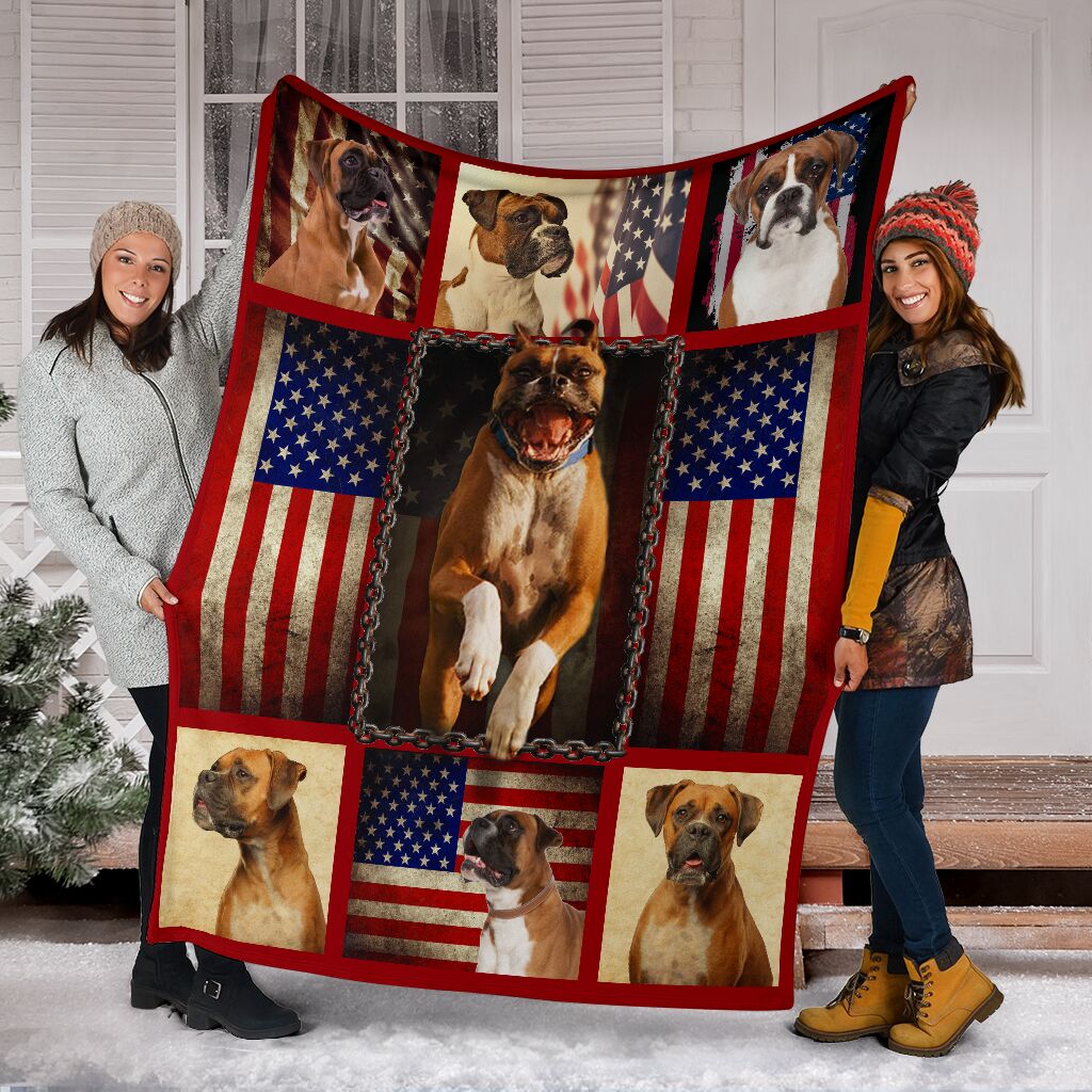 Boxer Premium Blanket American Flag Fleece Blanket