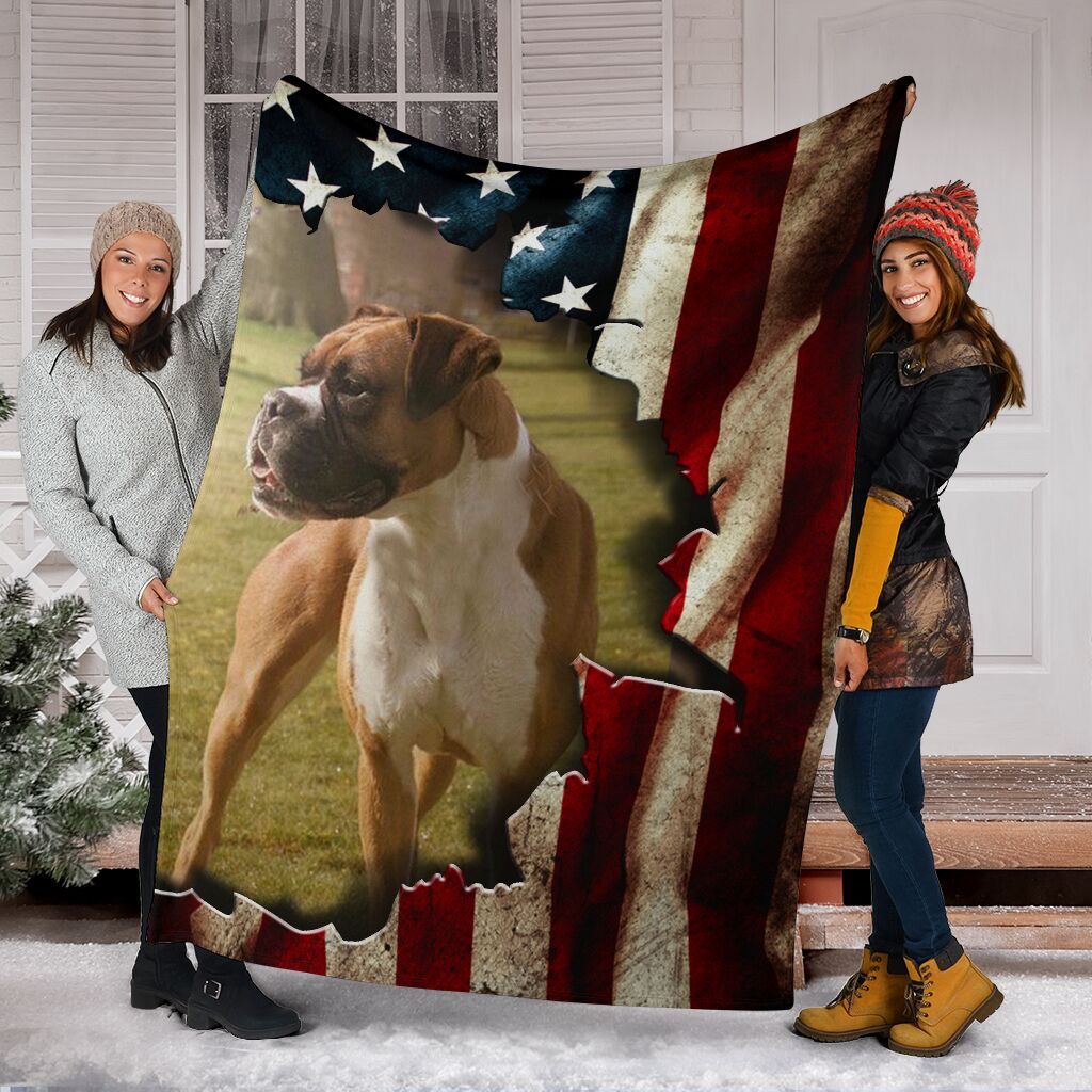 Boxer Premium Blanket In The Flag Fleece Blanket