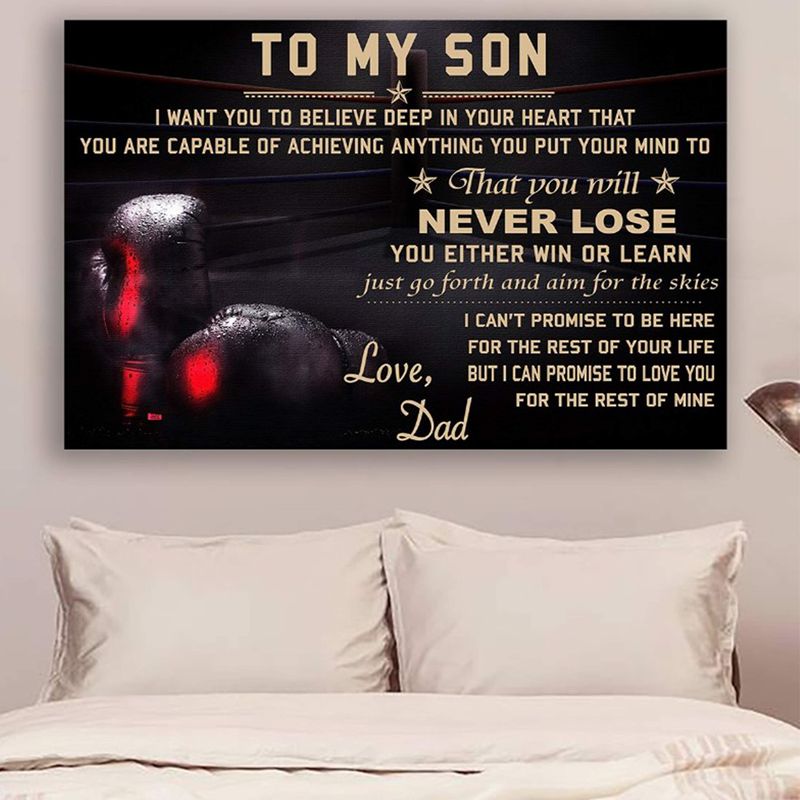 Boxing Dad To Son Never Lose Holidays Son Gift To My Son Son Gift From Dad Son Gift Satin Poster Landscape no Frame