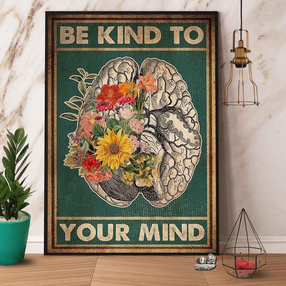 Brain Flower Be Kind To Your Mind Satin Poster Portrait No Frame