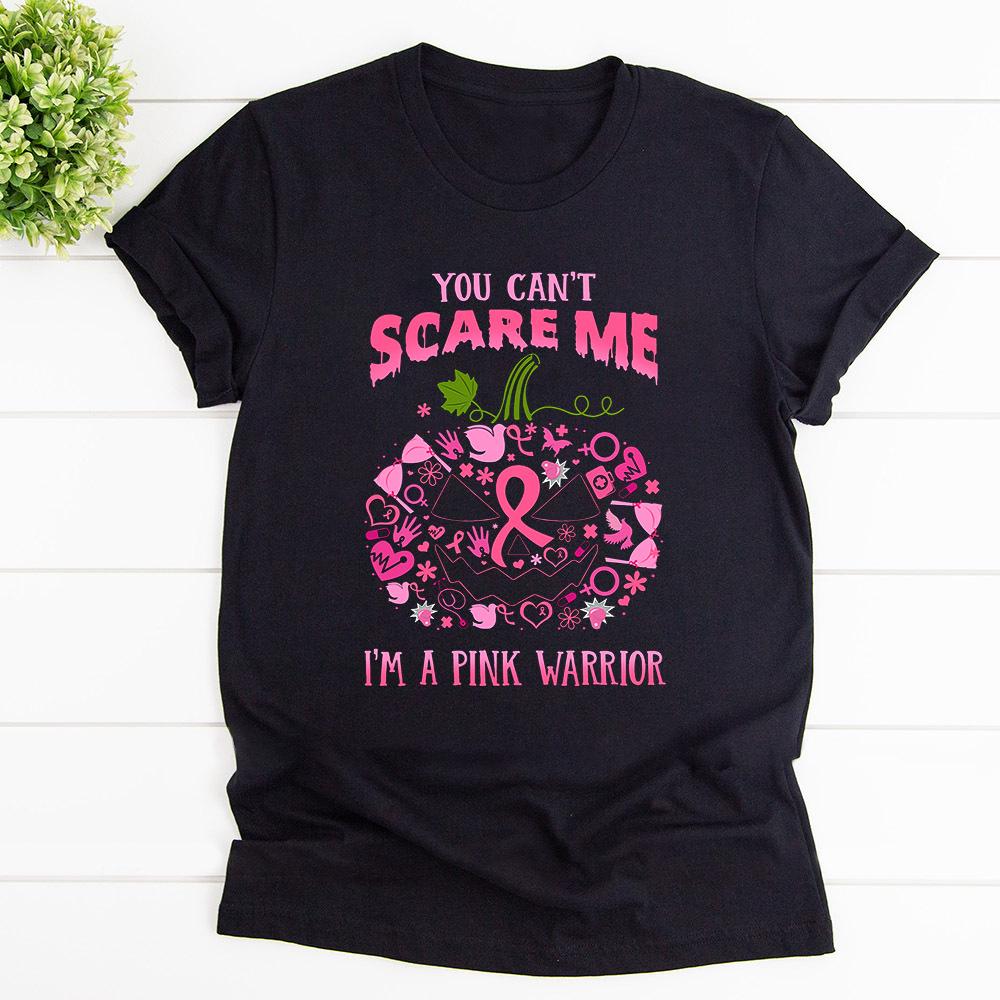 Breast Cancer Awareness You Can't Scare Me Pink Pumpkin T Shirt Black Unisex S-6XL