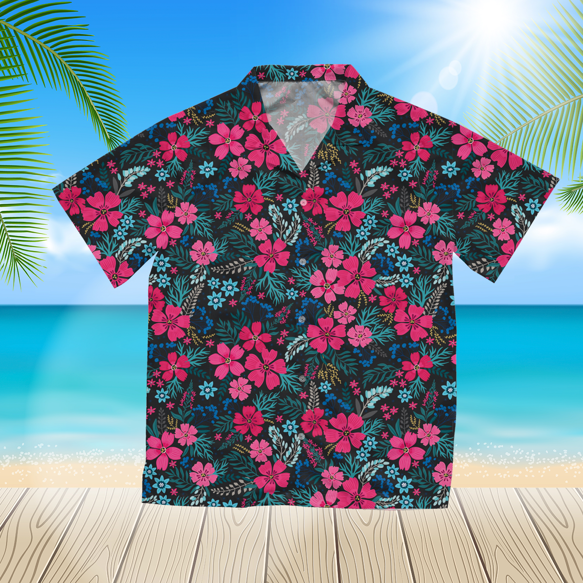 bright colorful flowers 3d hawaii shirt for Men