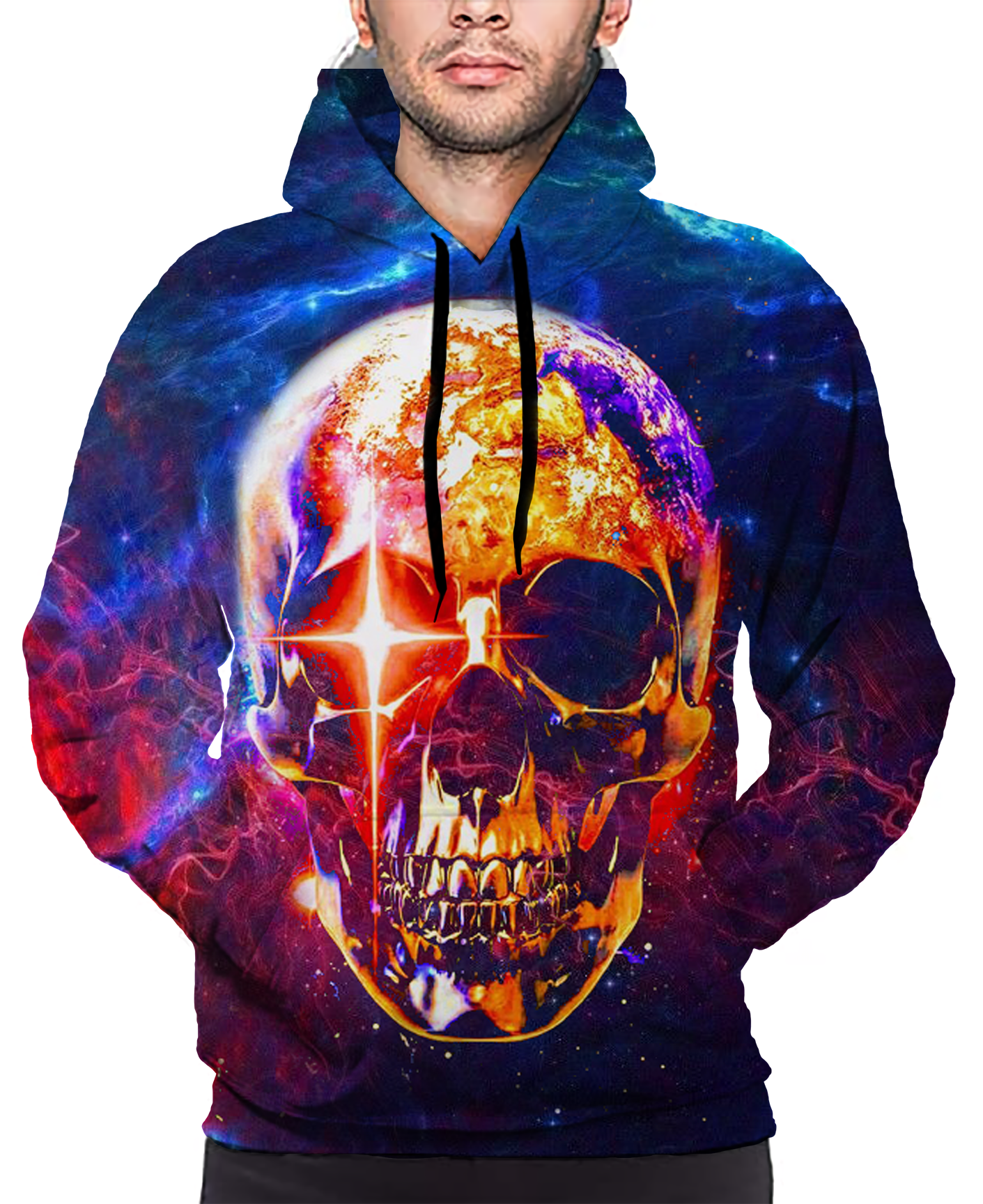 Brightly Colored Golden Skulls Print Long Sleeve Pullover Hoodie 3D Print Full S-5XL