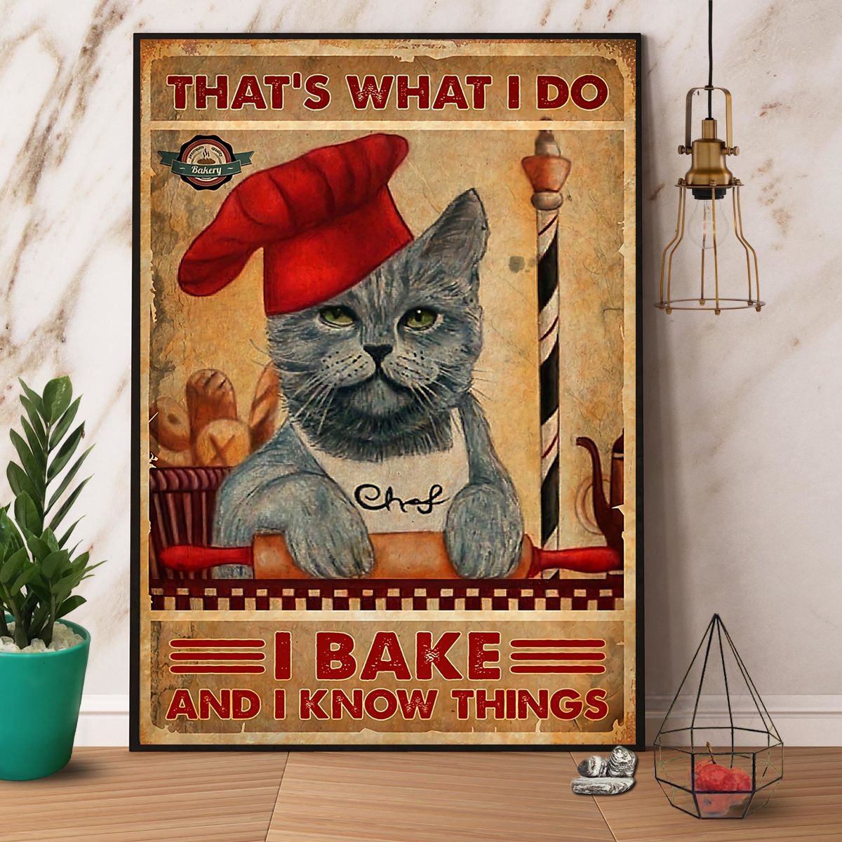 British Shorthair I Bake And I Know Things Satin Poster Portrait No Frame