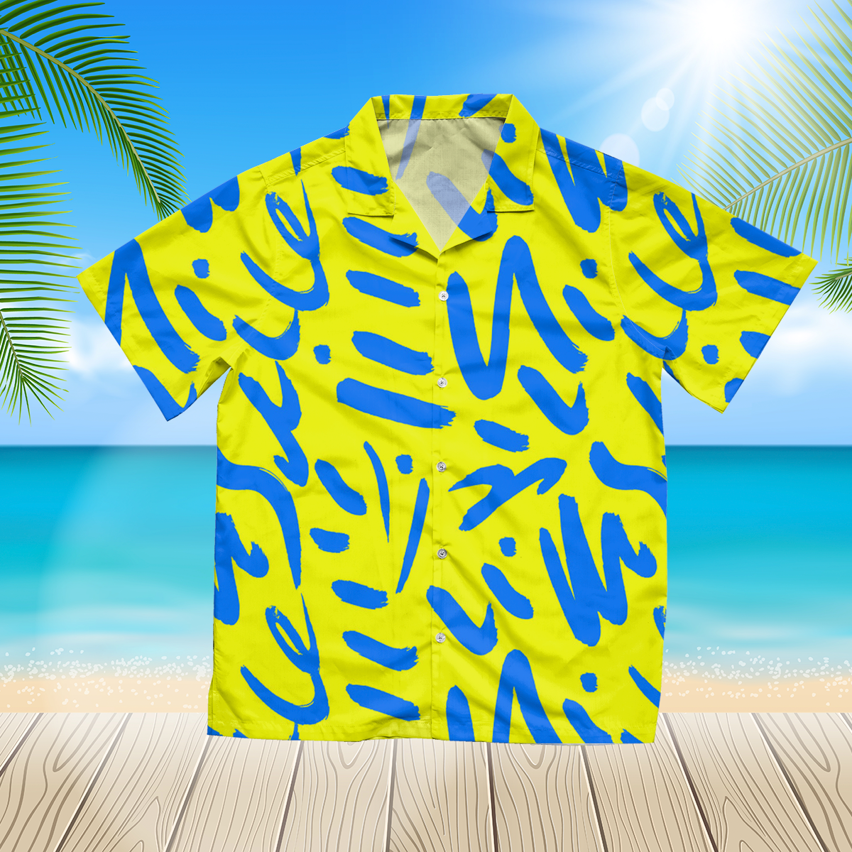 Brush seamless pattern background collection 3d blue hawaii shirt