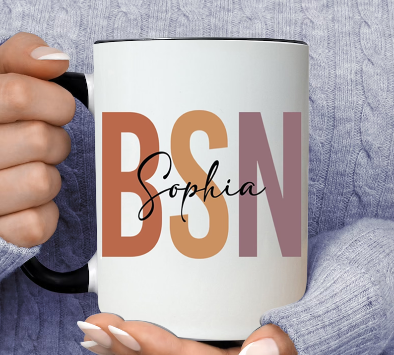 Bsn Graduation Gift Personalized Sophia Inner Color Accent Mug 11oz Coffee Tea Cup