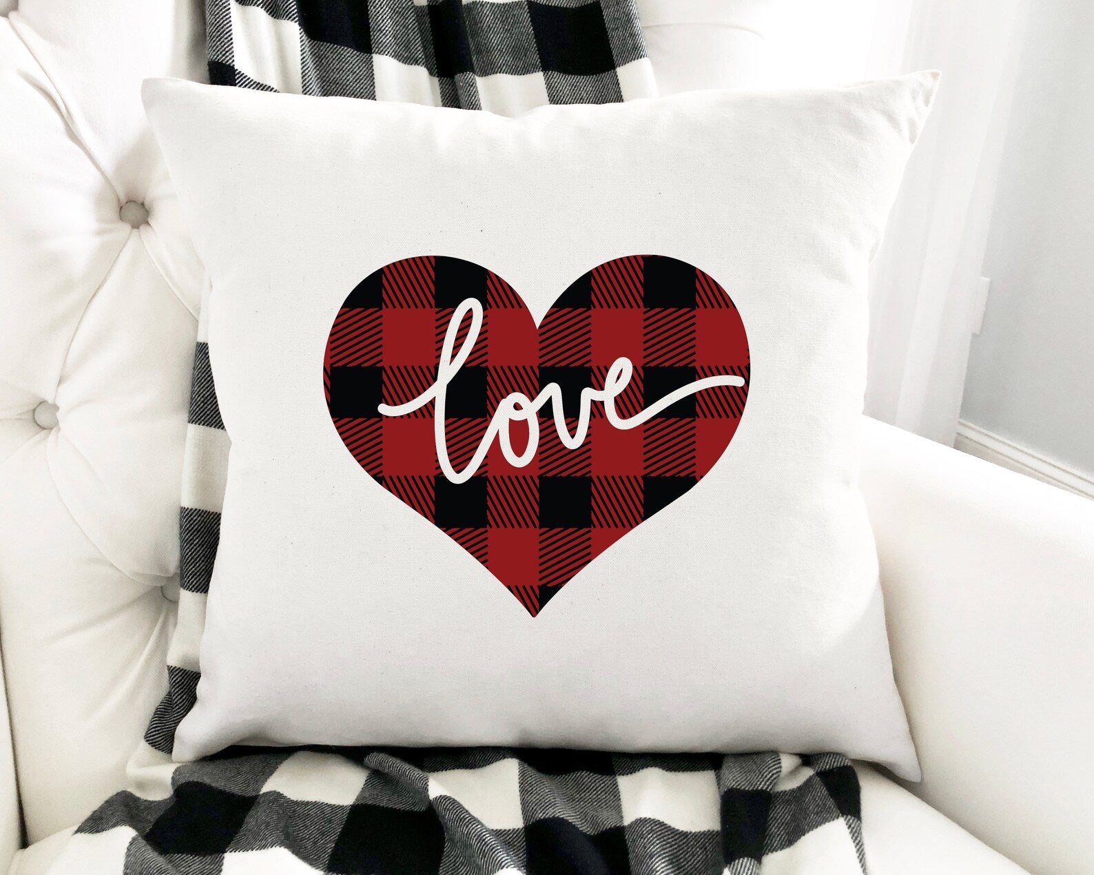 Buffalo Plaid, Accent Pillow, Gift for Wedding, Anniversary Gift, Valentine Pillow Decor Gift