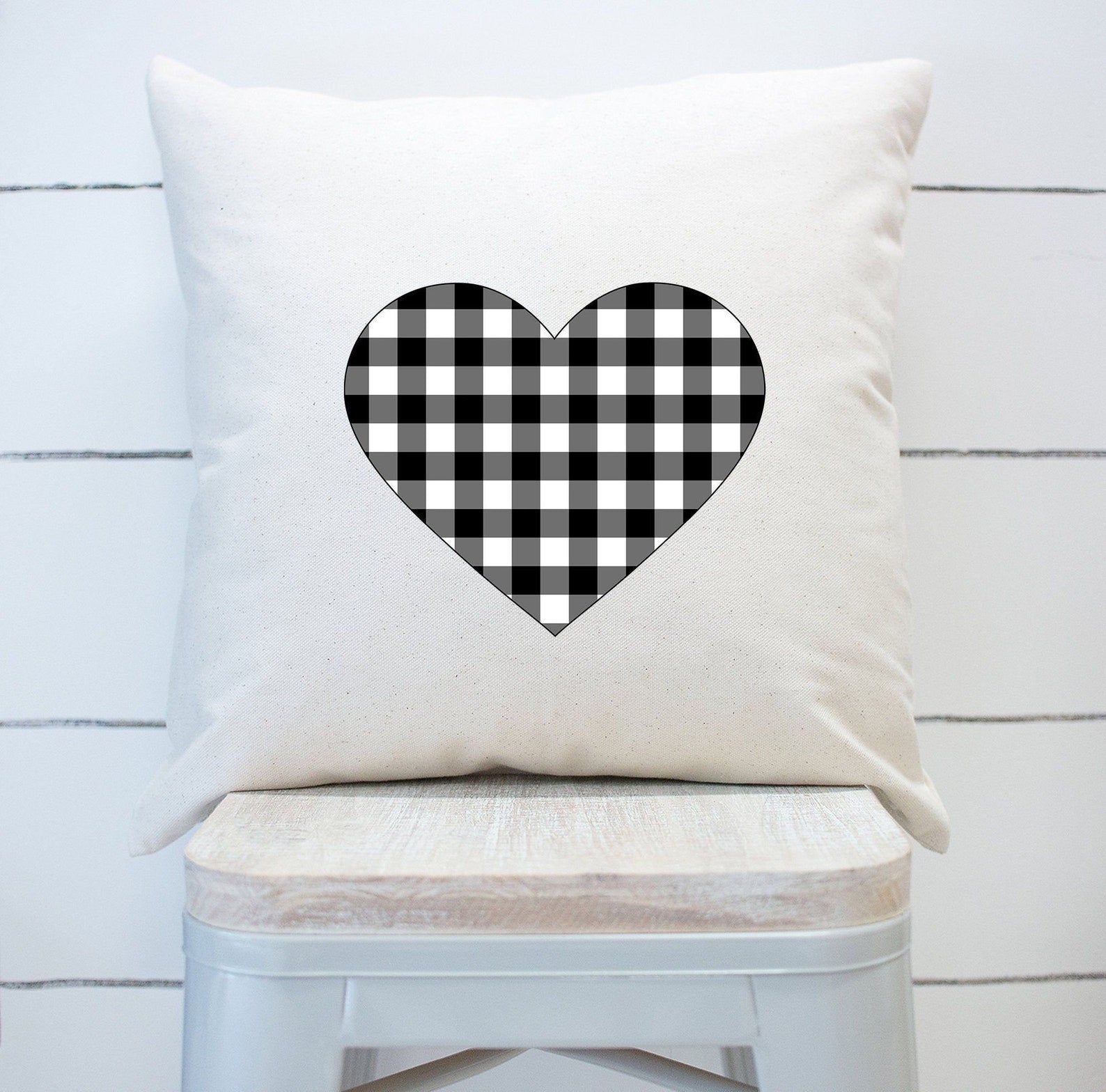 Buffalo Plaid Heart Pillow Cover Valentines Day Decor