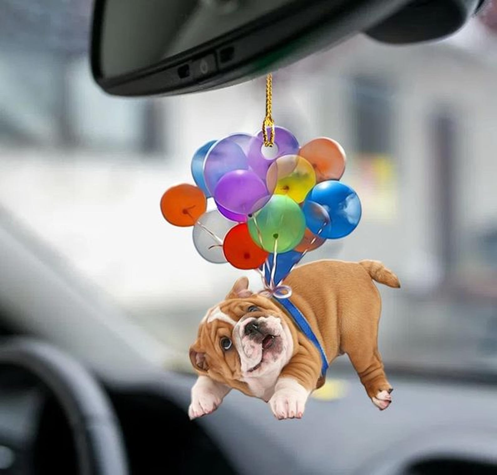 Bulldog Fly With Bubbles Car Hanging Decor Christmas Ornament