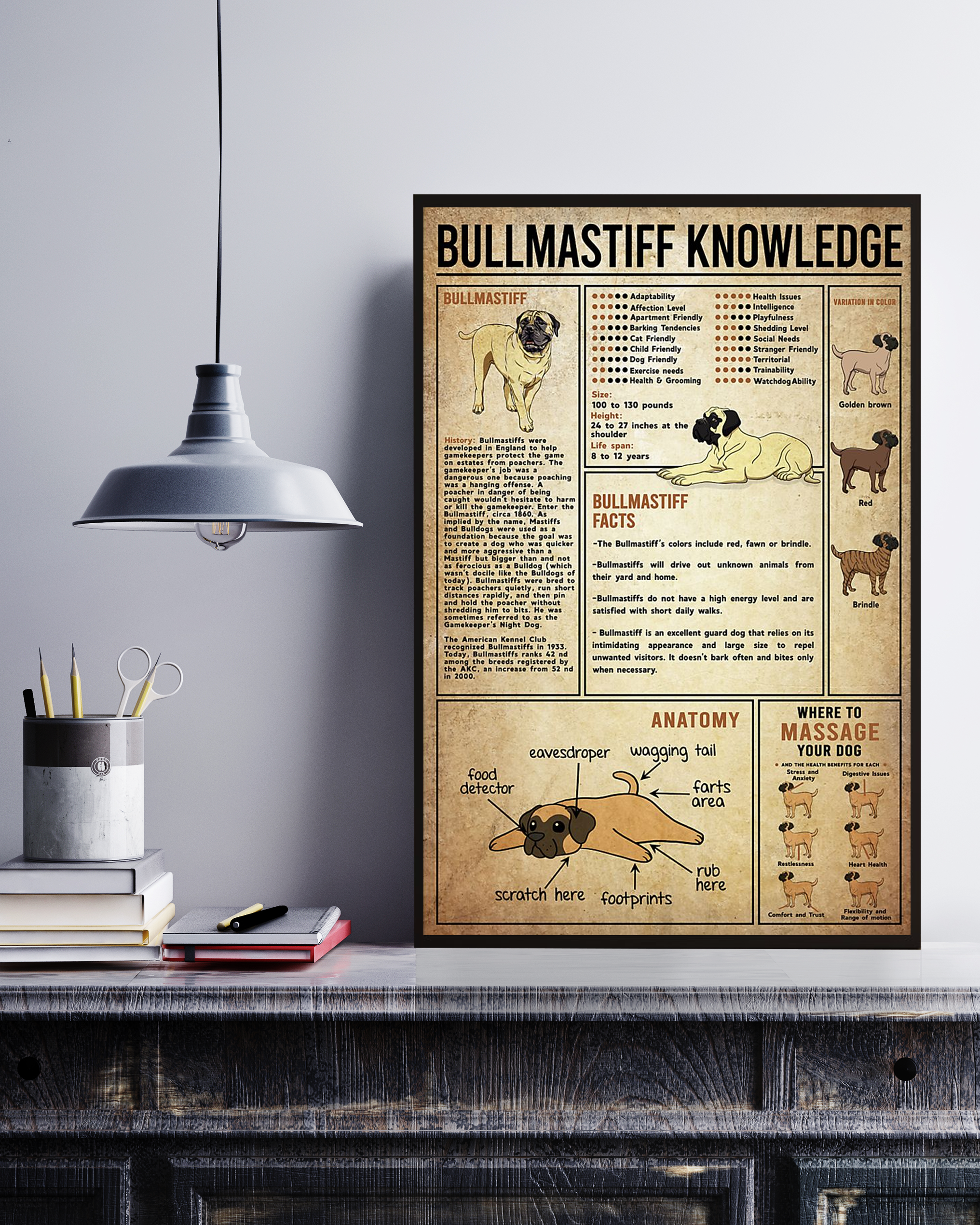 Bullmastiff Poster Portrait Knowledge Poster No Frame