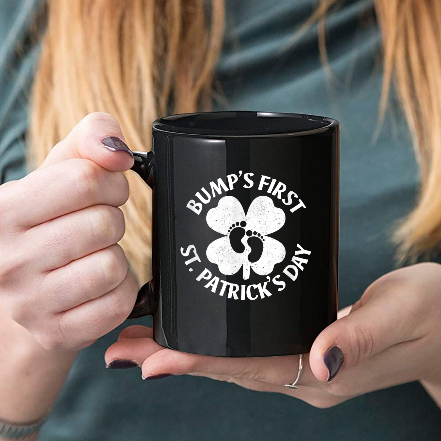 Bump First St Patrick'S Day Pregnancy Announcement Mug Black Ceramic 11-15Oz Coffee Tea Cup