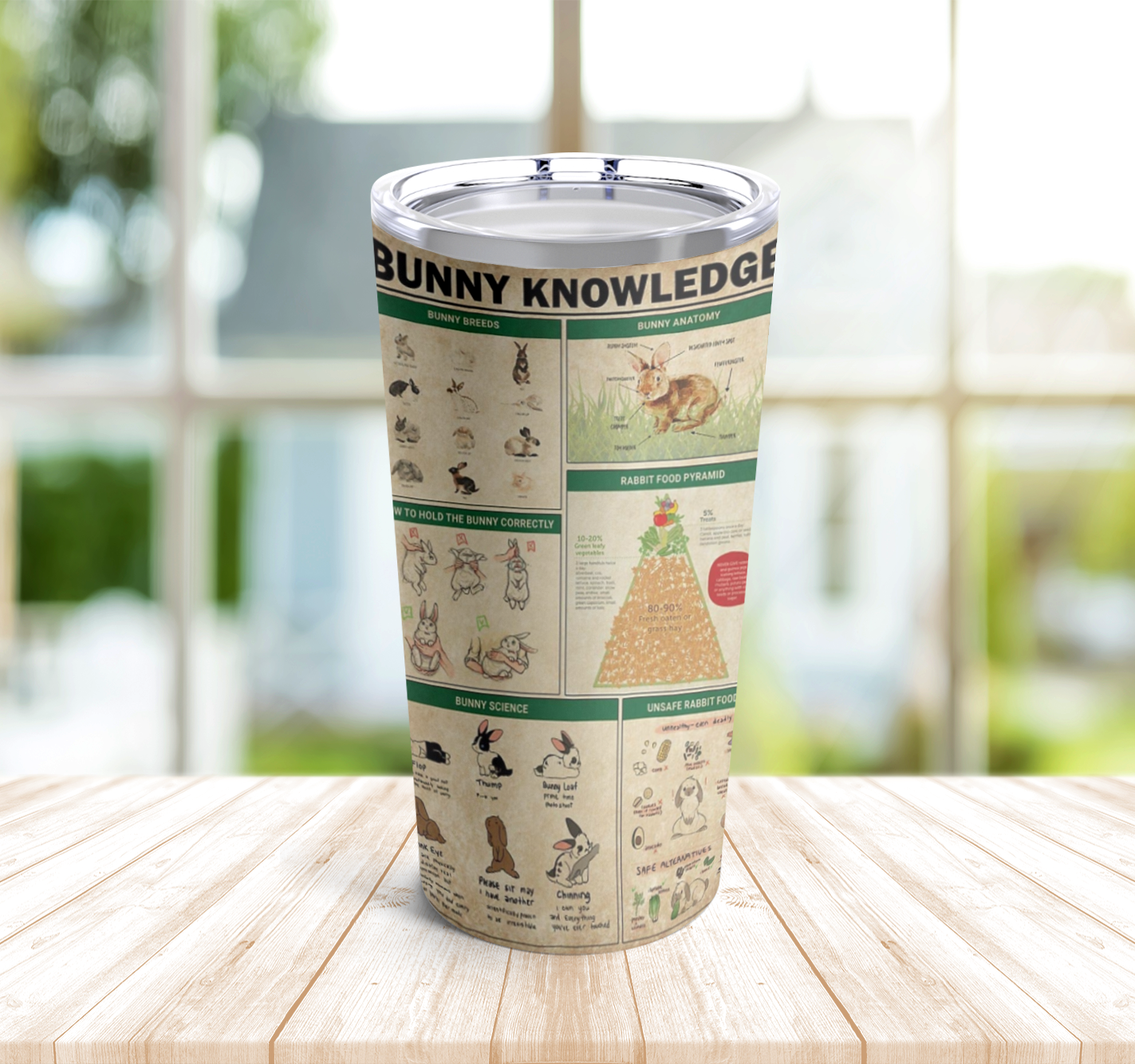 Bunny Knowledge Tumbler Stainless Steel 20oz