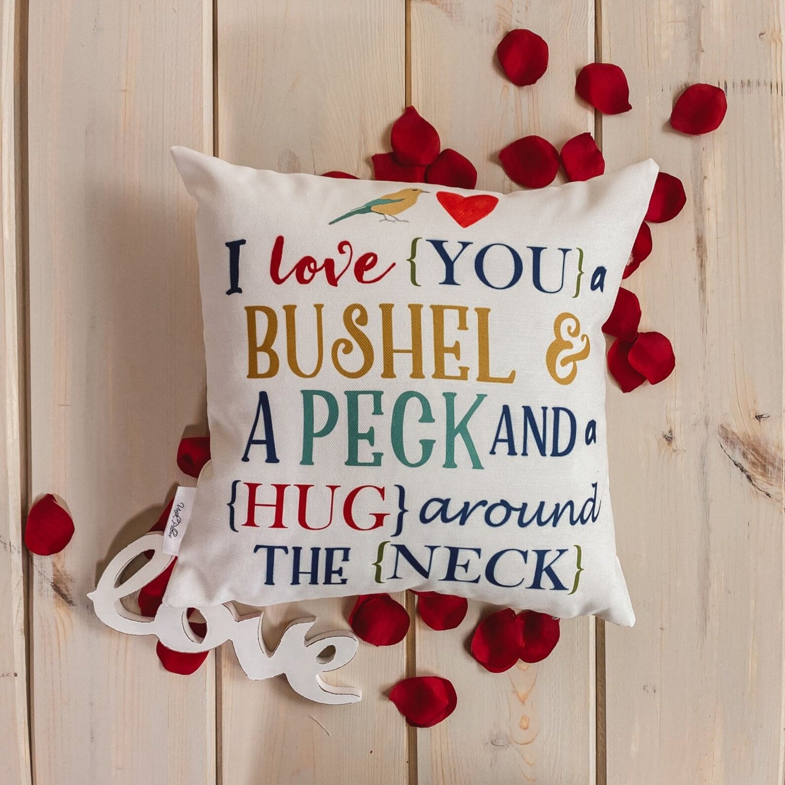 Bushel and a Peck, Valentine's Day Pillow, Valentines Day Decor