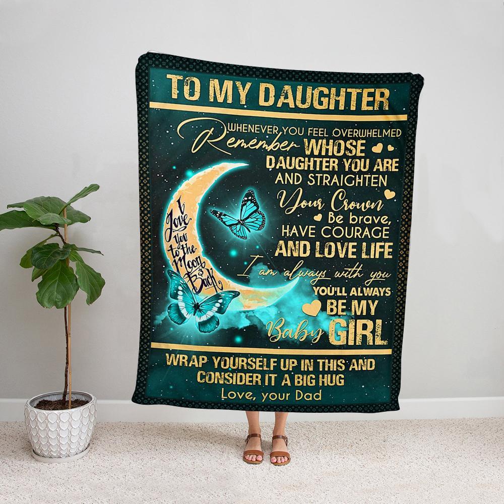 Butterflies to my daughter I love you to the moon and back my baby gift love dad soft Fleece Blanket