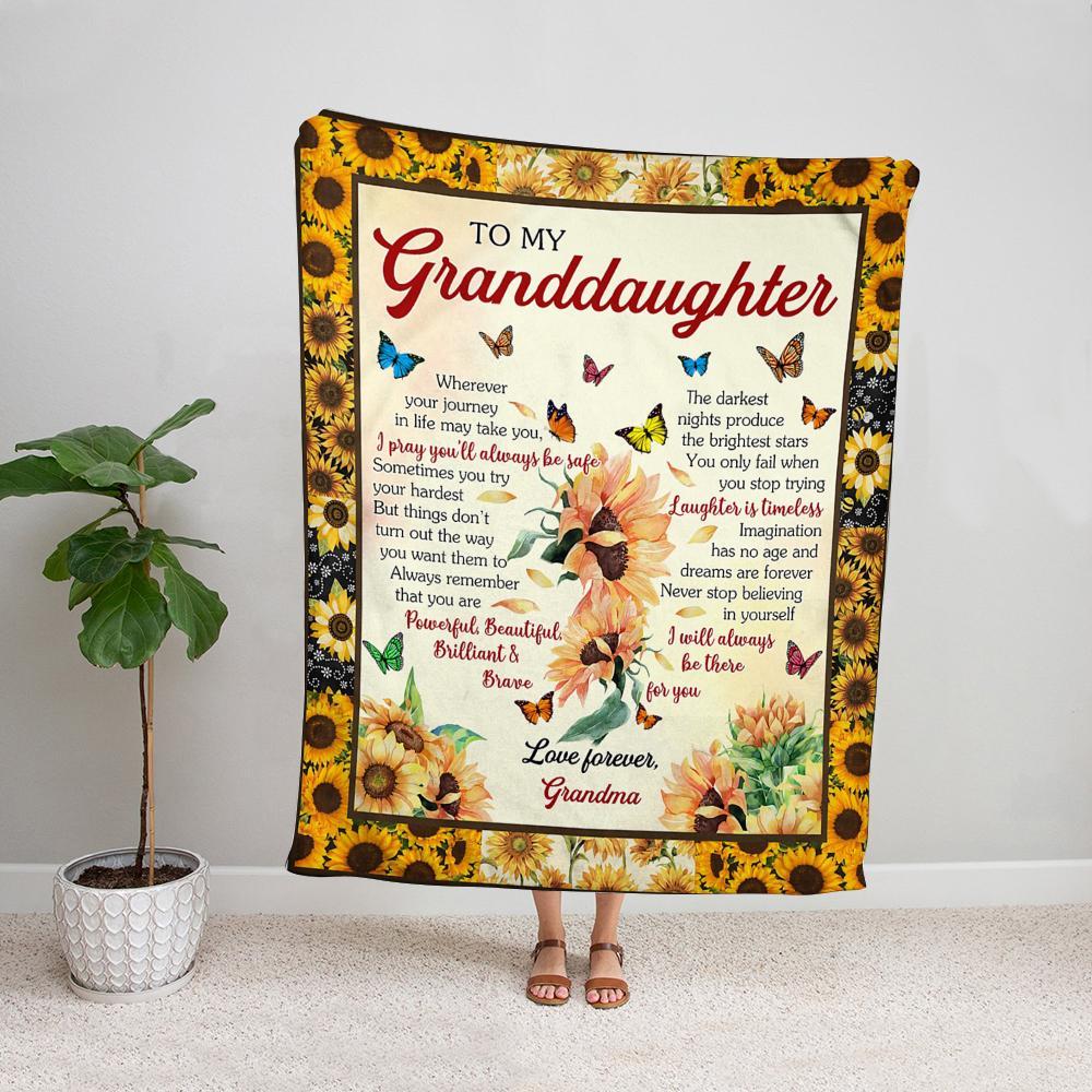 Butterflies to my granddaughter I'll always be there for you sunflowers family soft Fleece Blanket