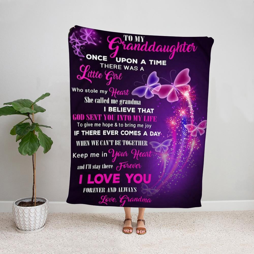 Butterflies to my granddaughter she called me grandma i believe that god sent you into my life Fleece Blanket