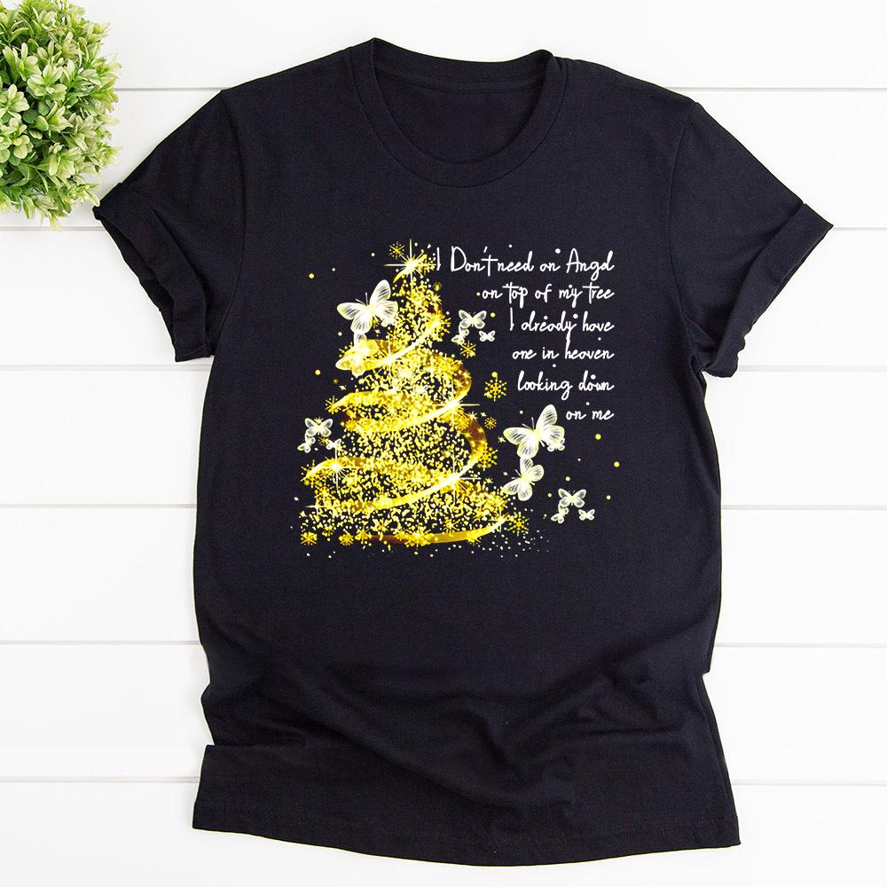 Butterfly christmas i don't need an angel on top of my tree yellow butterfly xmas tree T Shirt Black Unisex S-6XL