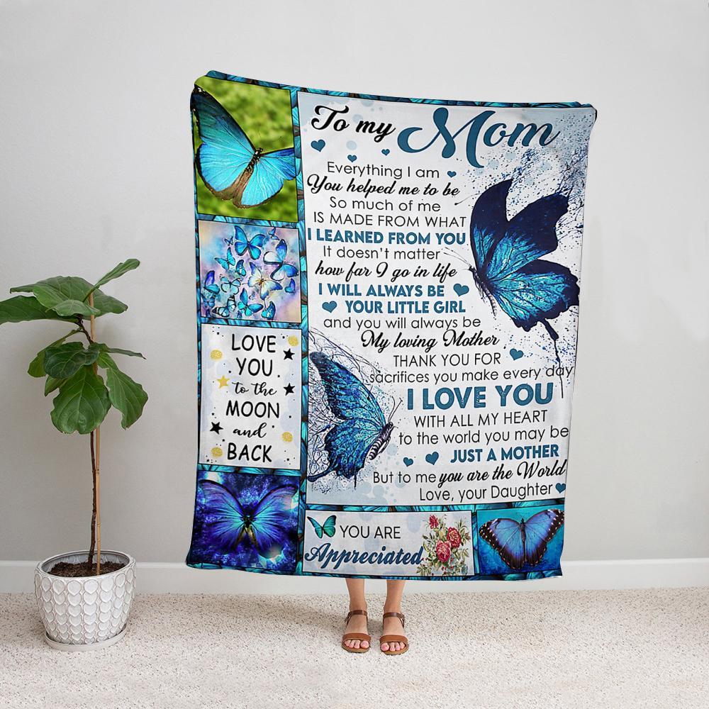 Butterfly daughter to my mom love you to the moon & back my loving mother Fleece Blanket